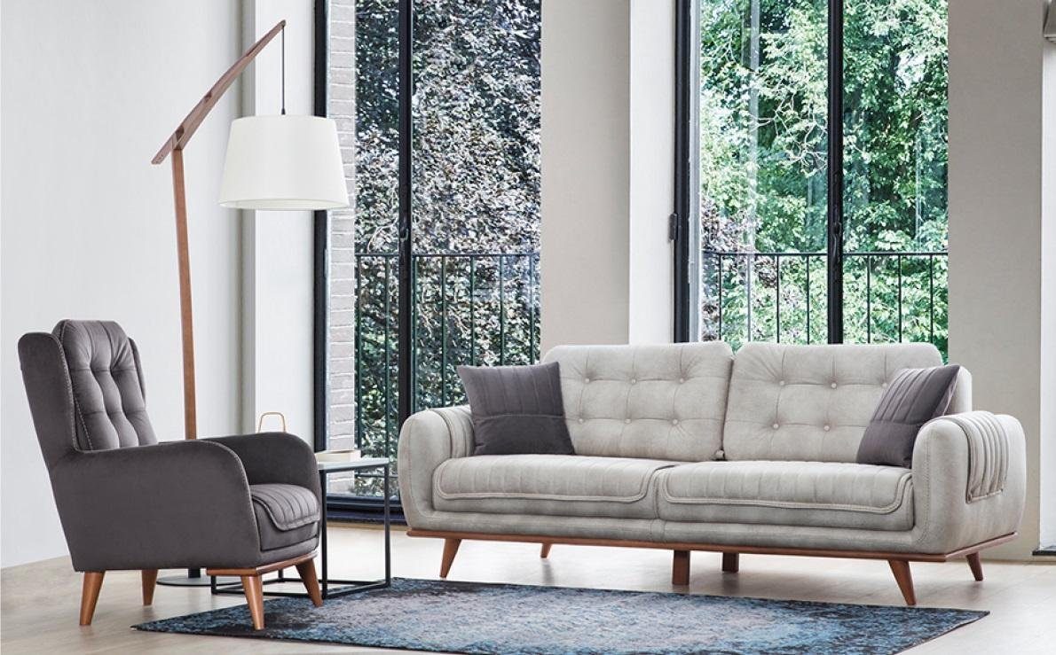 Wohnzimmer Teile, JVmoebel Dreisitzer Made Couch Polster in Möbel Weiß 3-Sitzer Sofas, Couchen 1 Europa