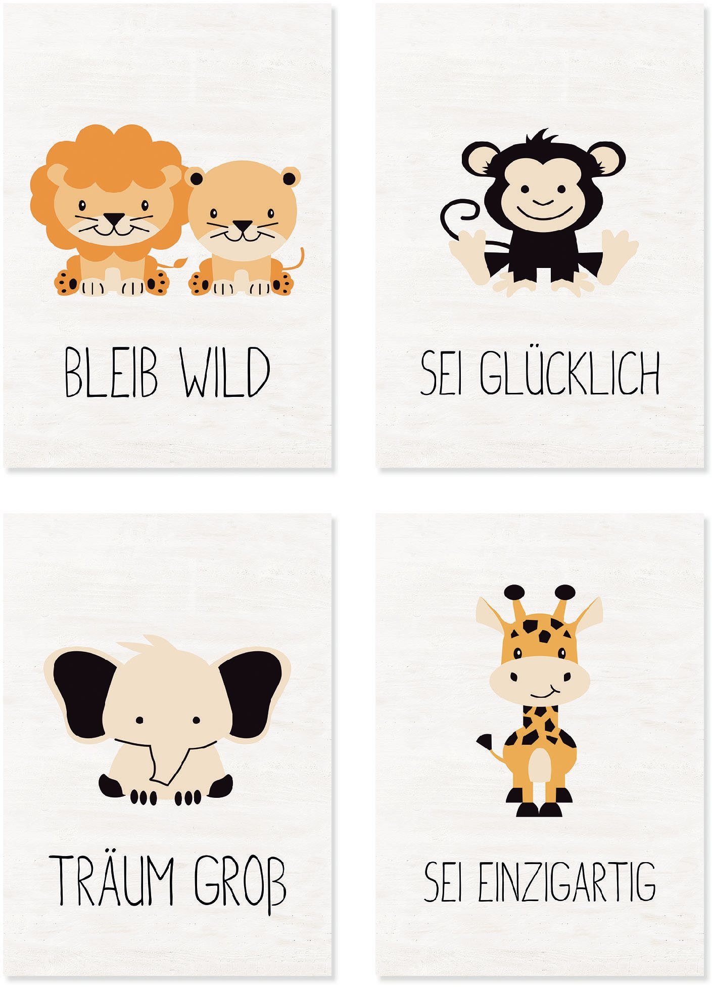 Lüttenhütt Poster Tiere, Tiere (Set, 4 St), Bilder Set, 4tlg. je 21 x 29,7 günstig online kaufen