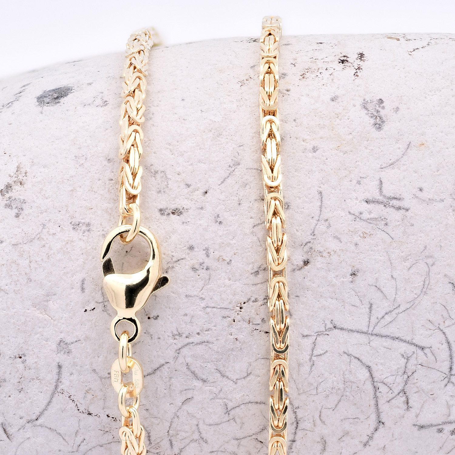 HOPLO Königskette Goldkette Königskette Armkette Breite 1,8 mm 18,5 cm 585-14 Karat Gold, Made in Germany