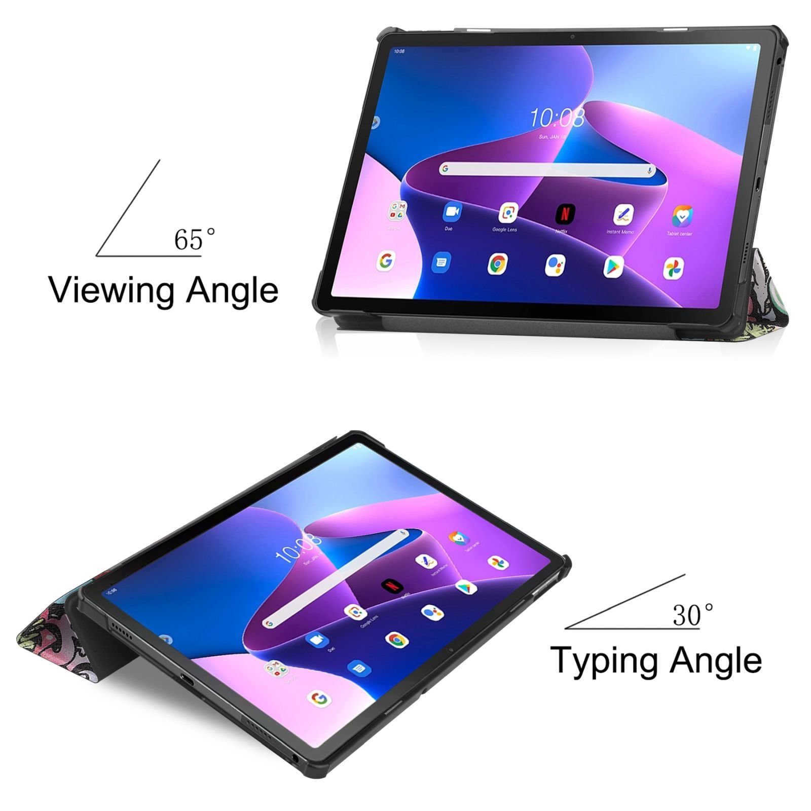 Lobwerk Tablet-Hülle Schutzhülle für Lenovo M10 Plus 3rd Gen. 2022 10.6 Zoll, Wake & Sleep Funktion, Sturzdämpfung, Aufstellfunktion