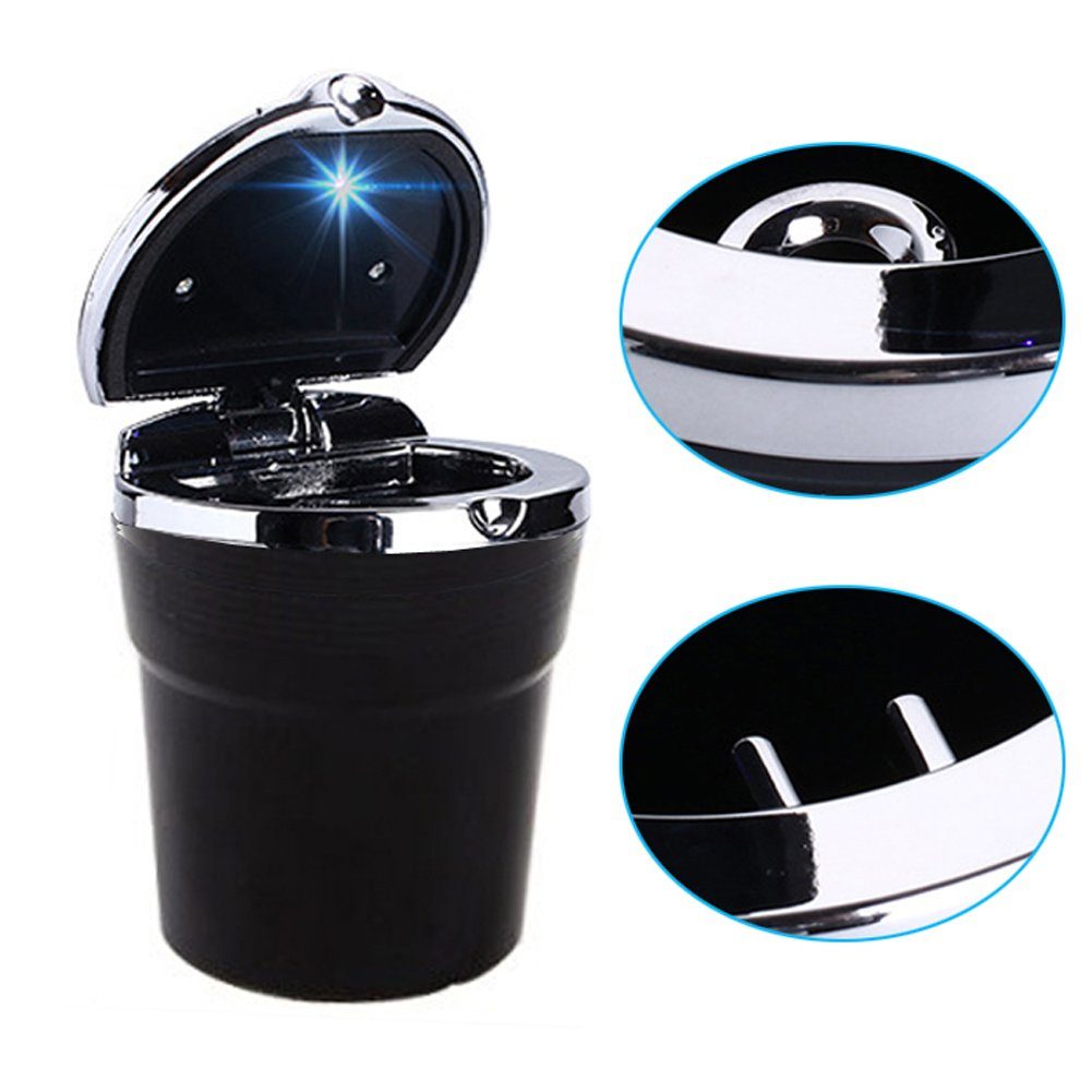 Bolwins Aschenbecher G59C KFZ Aschenbecher Autoaschenbecher LED Getränkehalter Gluttöter, KFZ Aschenbecher mit LED Beleuchtung
