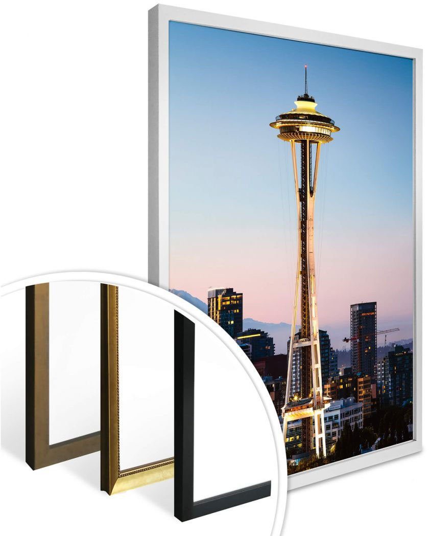 Bild, Wandposter Seattle, Space Wall-Art Poster, (1 Needle Wandbild, Poster Städte St),