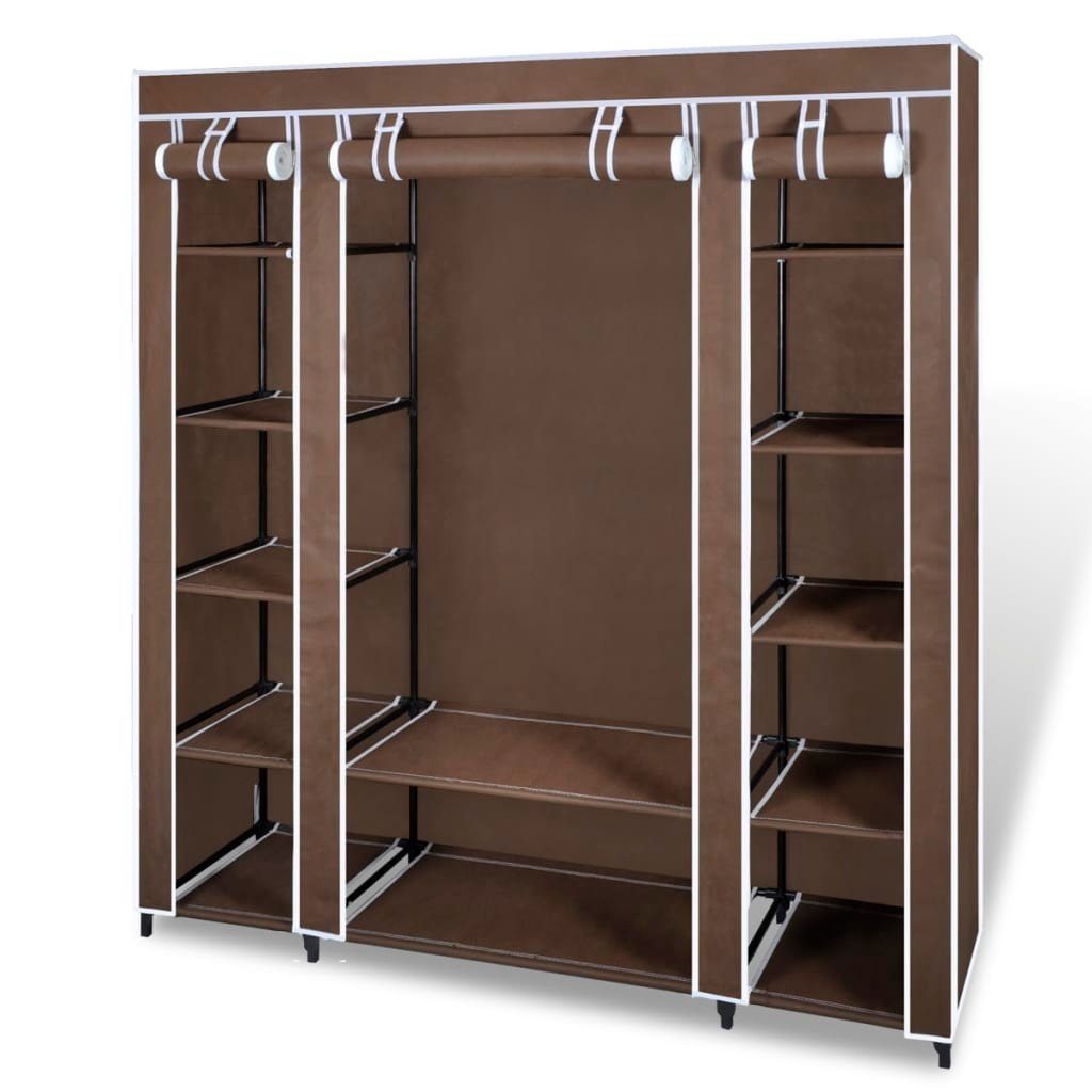 vidaXL Kleiderschrank Stoffschrank Stangen Fächern (1-St) und cm mit Braun 45×150×176