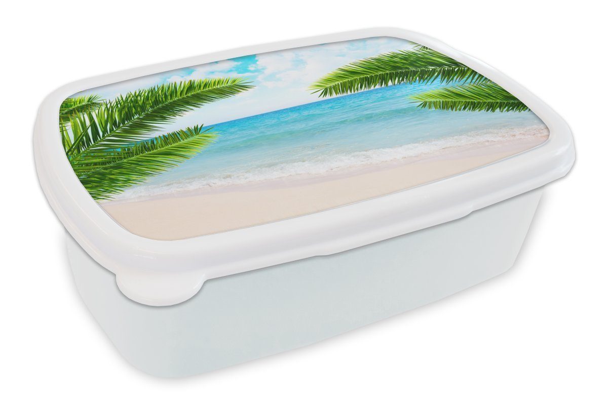 Mädchen Kinder - (2-tlg), Jungs Strand Erwachsene, weiß Lunchbox und für Meer, - und MuchoWow Brotbox Brotdose, Kunststoff, für Tropisch