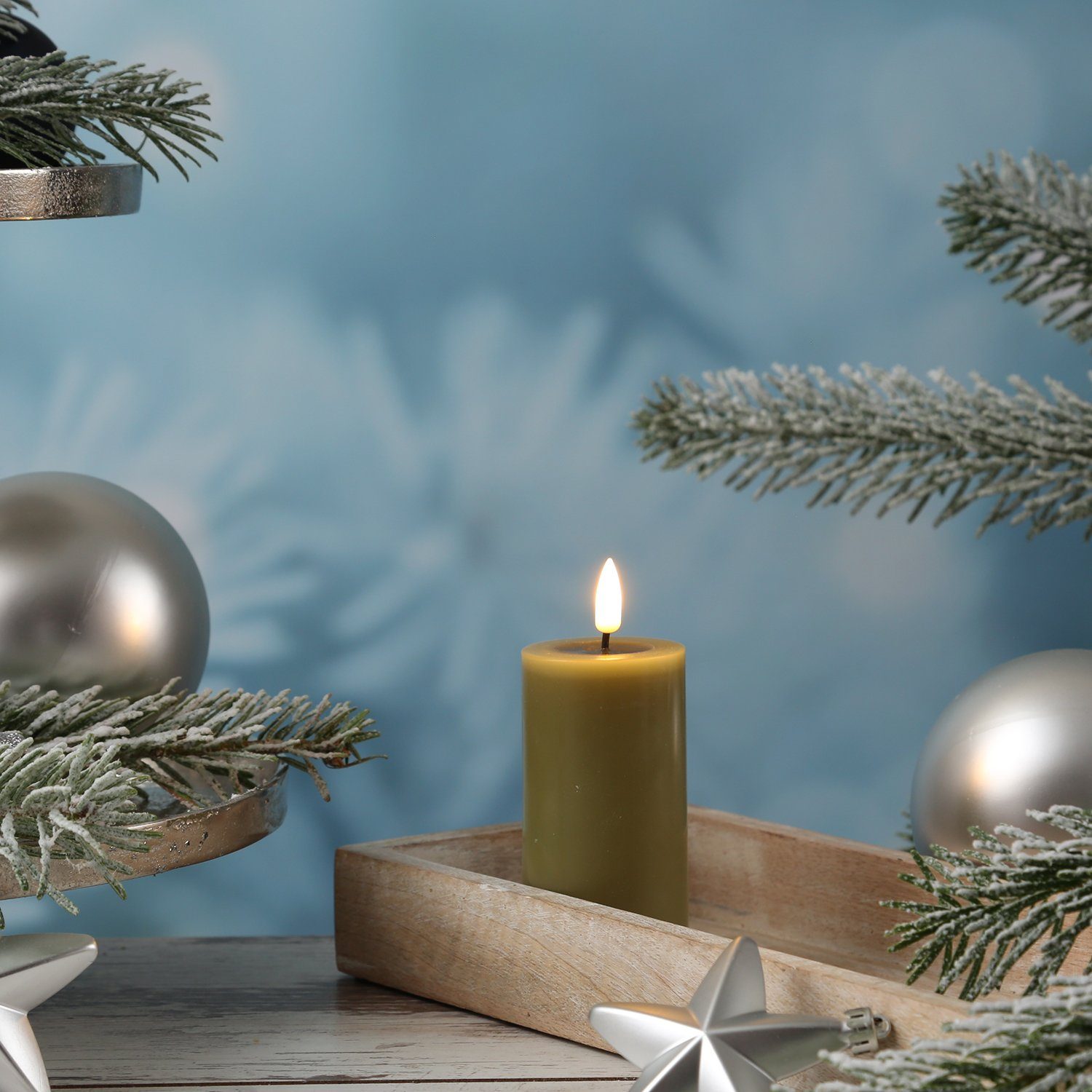 Deluxe Homeart LED-Kerze Mia Echtwachs Wachsspiegel flackernd H: 10cm D: 5c günstig online kaufen