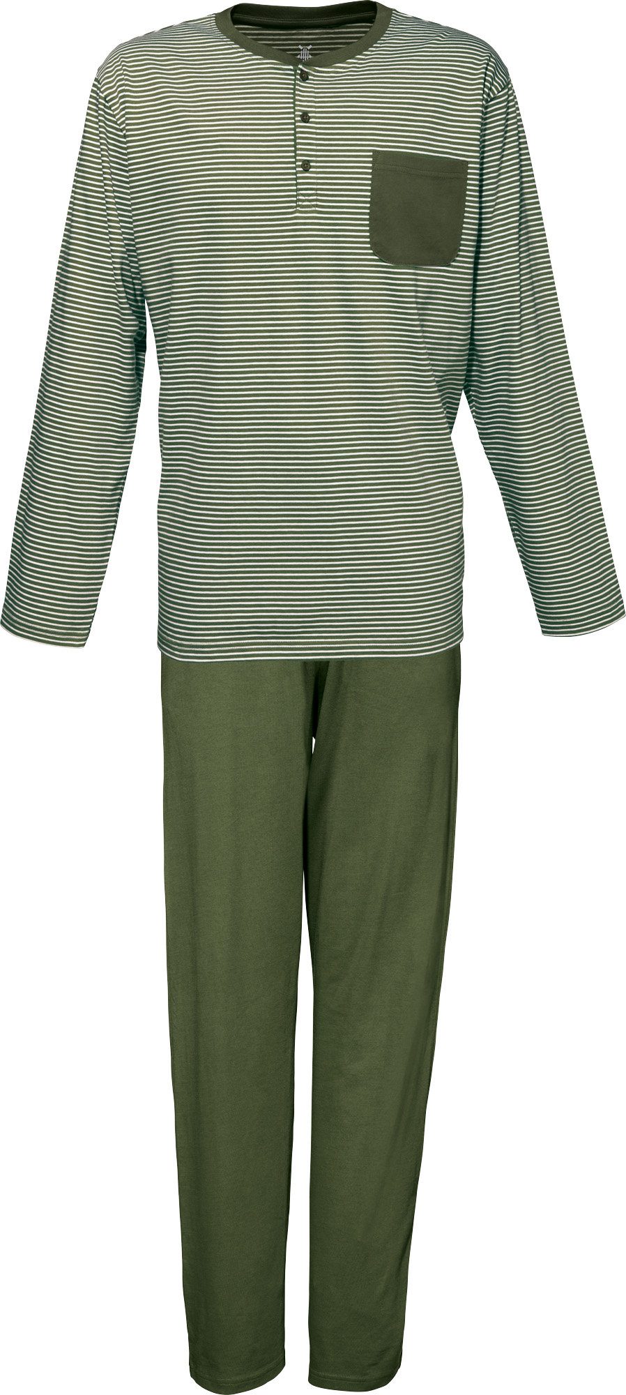 Erwin Müller Pyjama Herren-Schlafanzug Single-Jersey Streifen: gestrickter Ringel, Oberteil