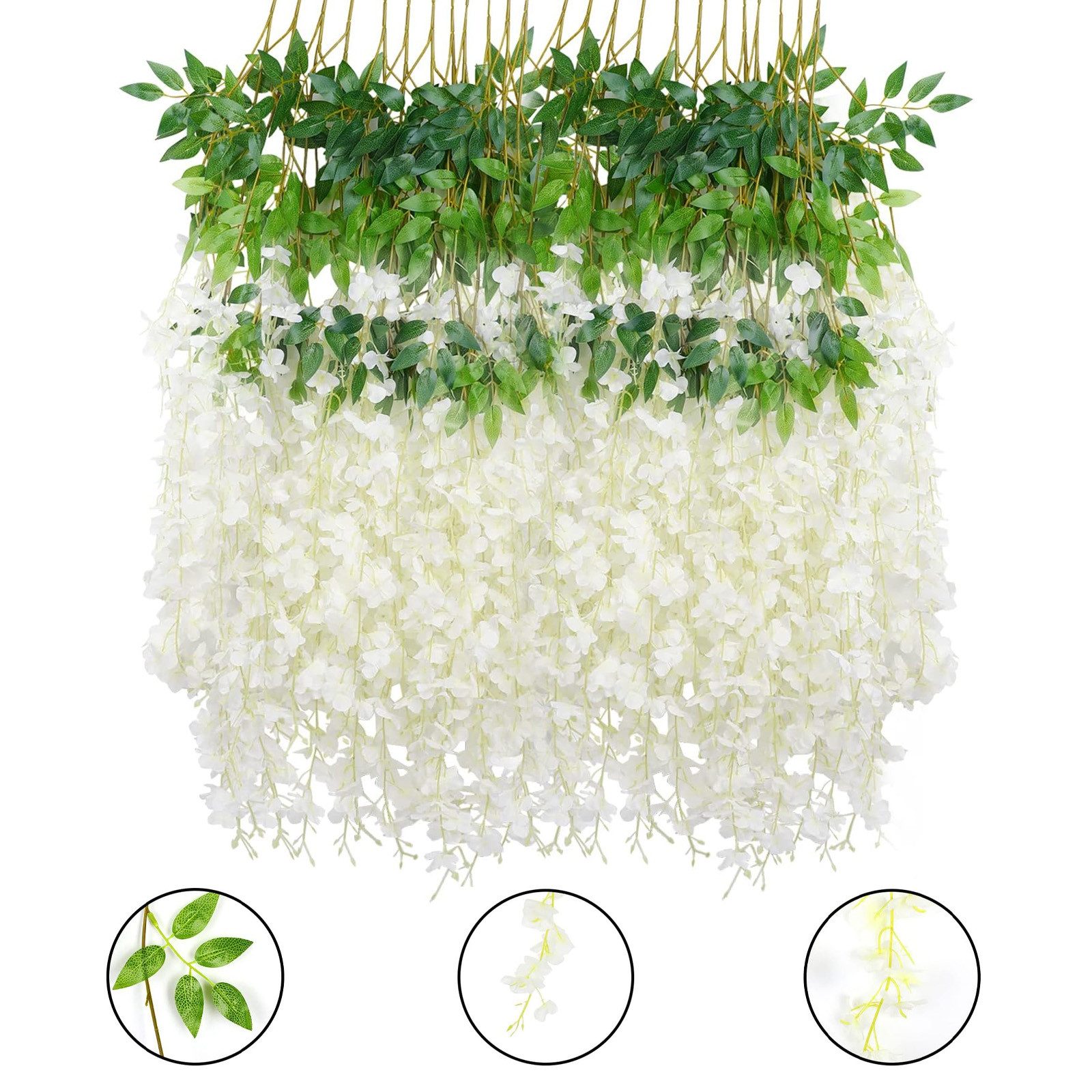 Kunstblumenstrauß 12er-Set Künstliche Glyzinien Blumenranken Deko Pflanze G günstig online kaufen