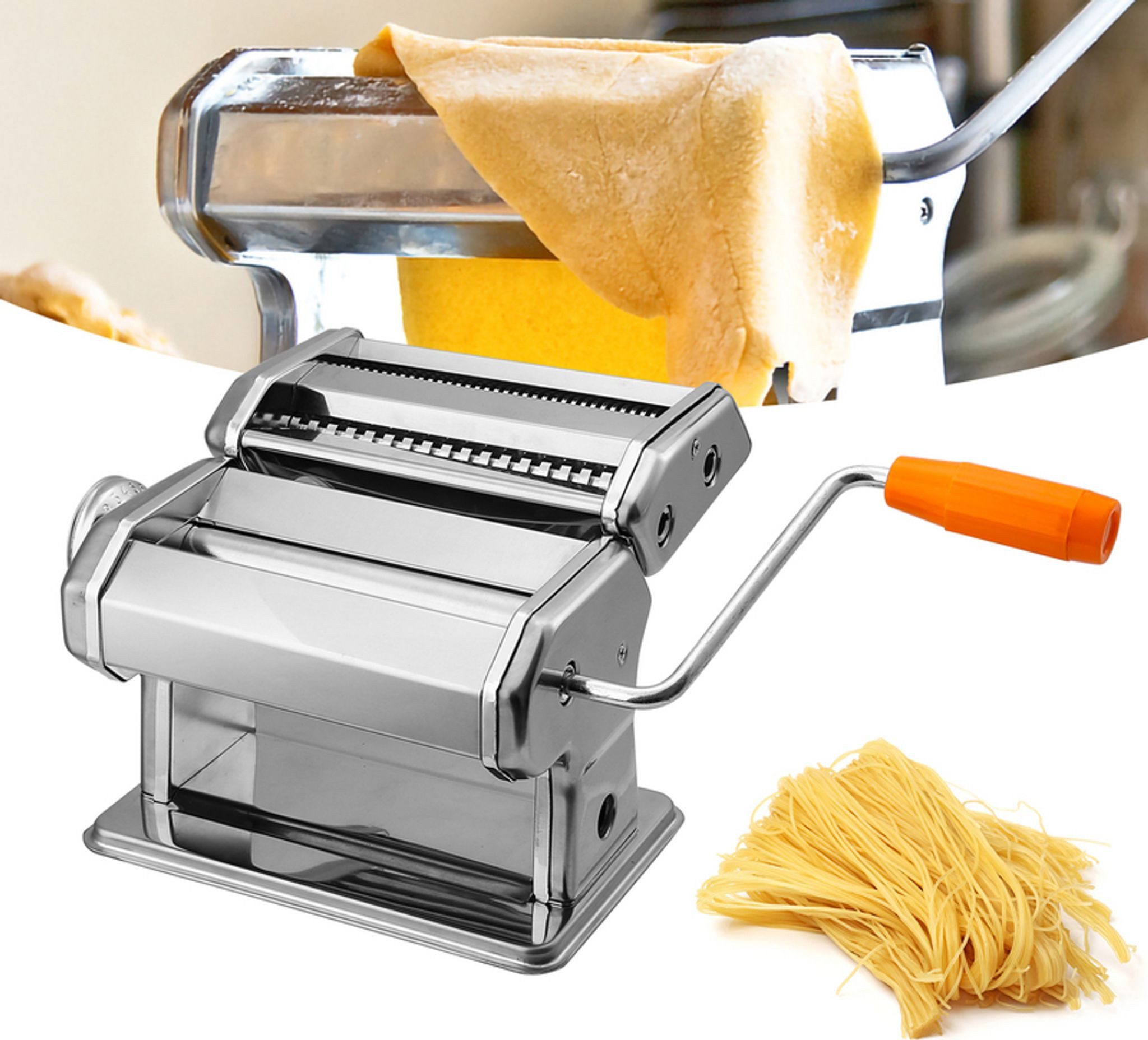 FELIXLEO Nudelmaschine 3-in-1 Edelstahl Nudelmaschine mit 2 Klingen und 9 Dickenstufen