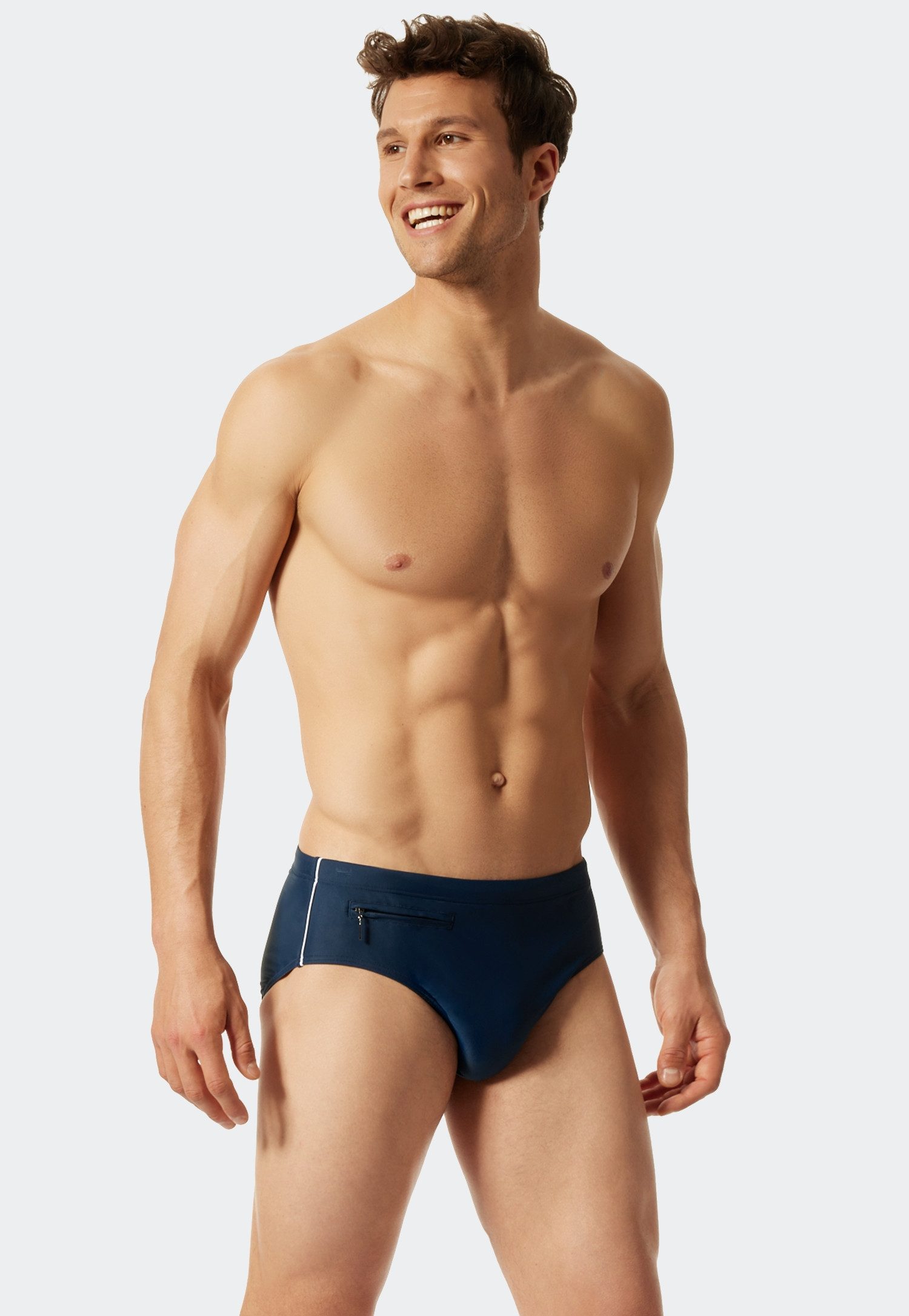 Schiesser Badeslip Nautical Casual mit extra flacher Reißverschlusstasche