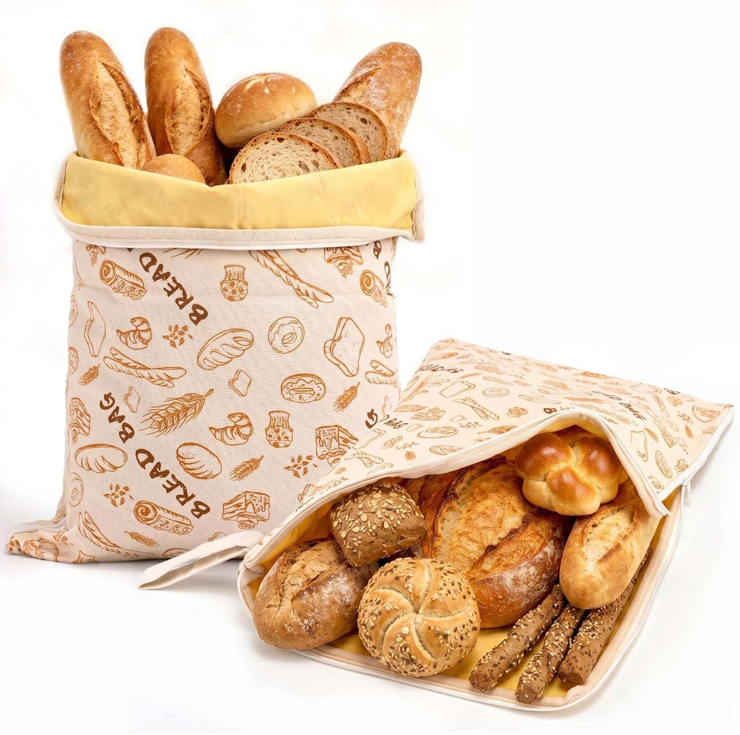 Agger Brottasche 2 Stück Bienenwachs Brotbeutel, wiederverwendbare mit L-Reißverschluss, (2-tlg)