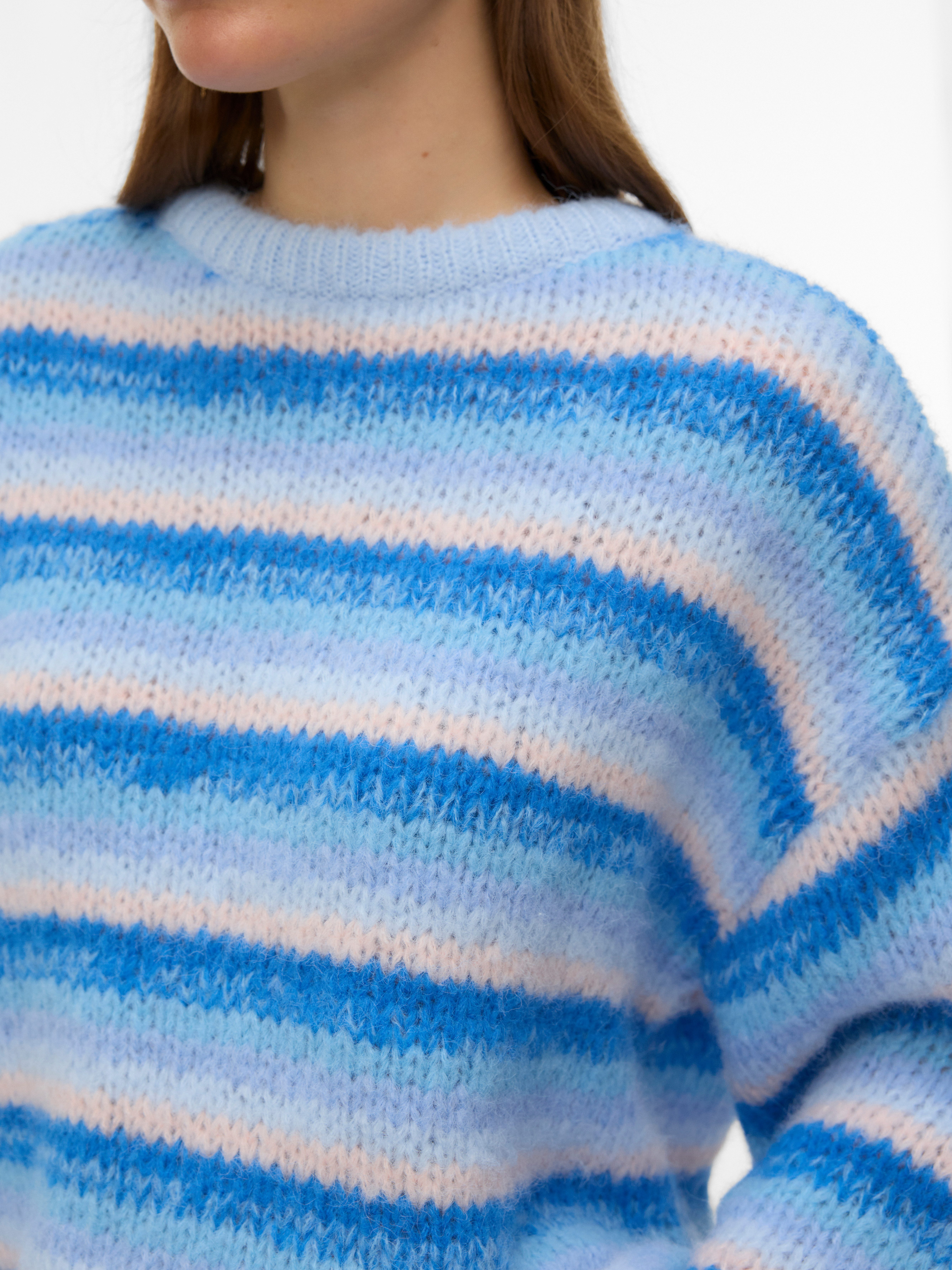 Vero Moda Strickpullover VMMAYBE STRIPE LS O-NECK PULLOVER NOOS Kunstfaser, loose fit