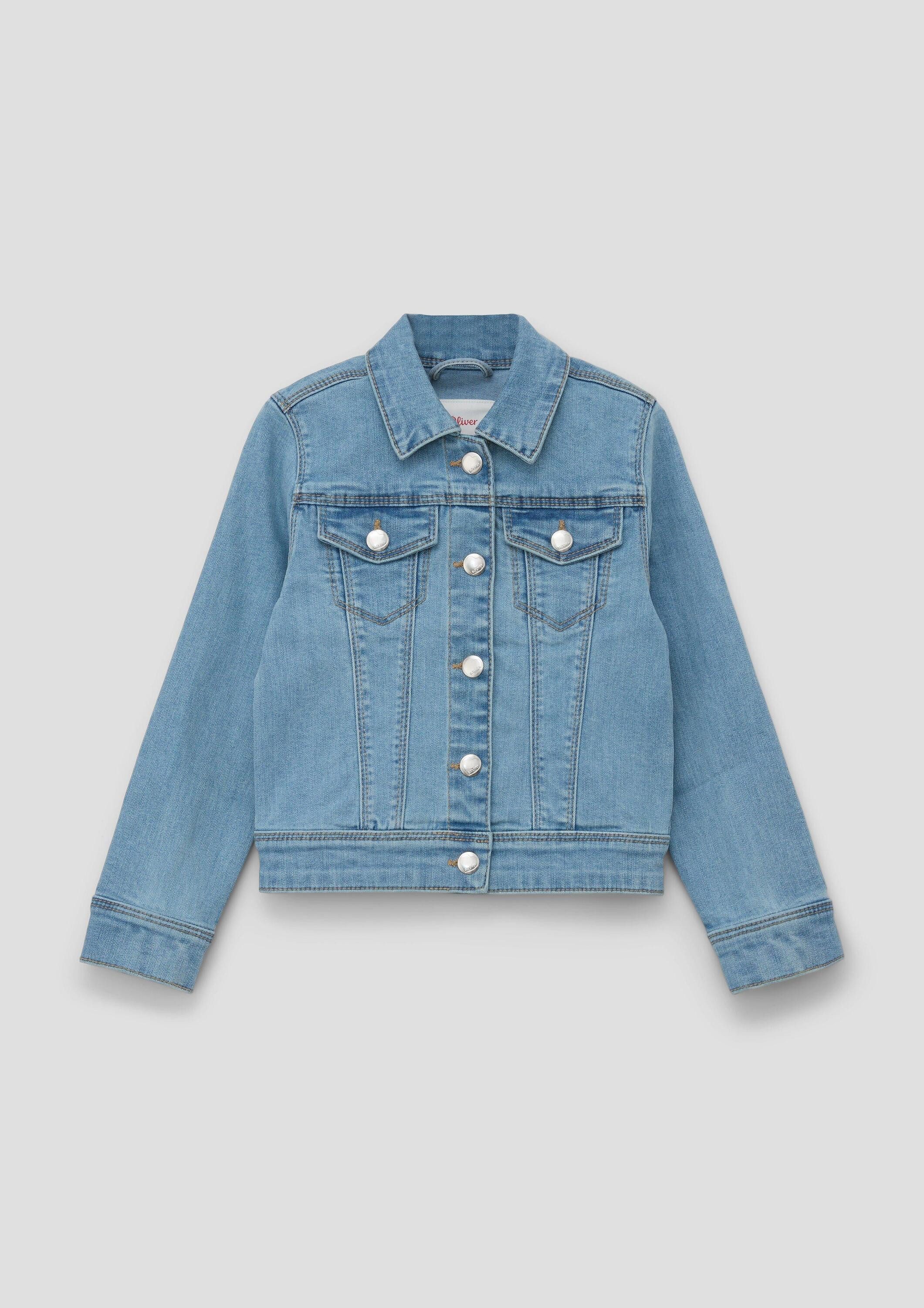 s.Oliver Funktionsjacke Indoor-Jacke Jeansjacke mit Rücken-Stickerei