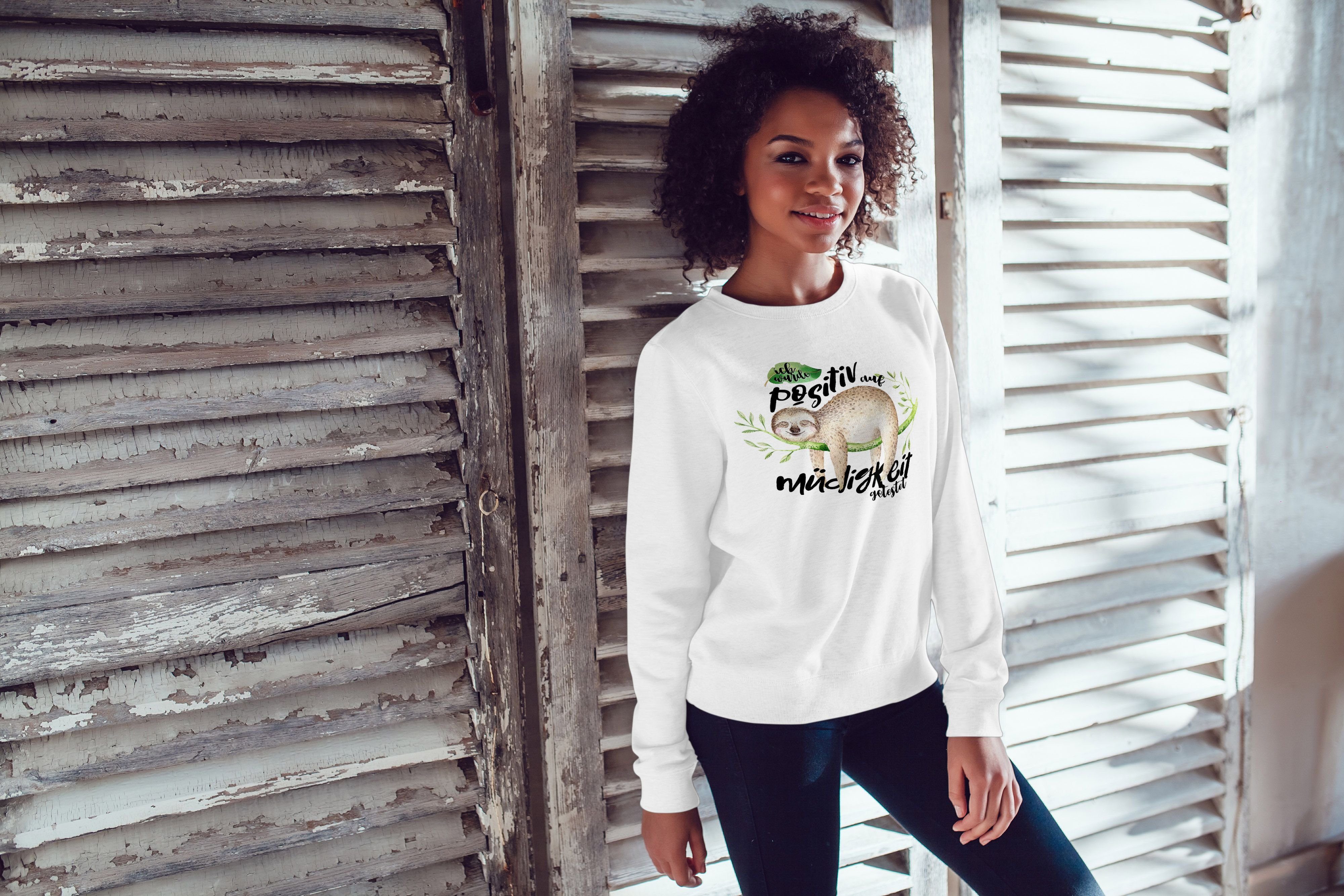 MoonWorks Sweatshirt Sweatshirt Damen Faultier Ich wurde positiv auf Müdigk günstig online kaufen
