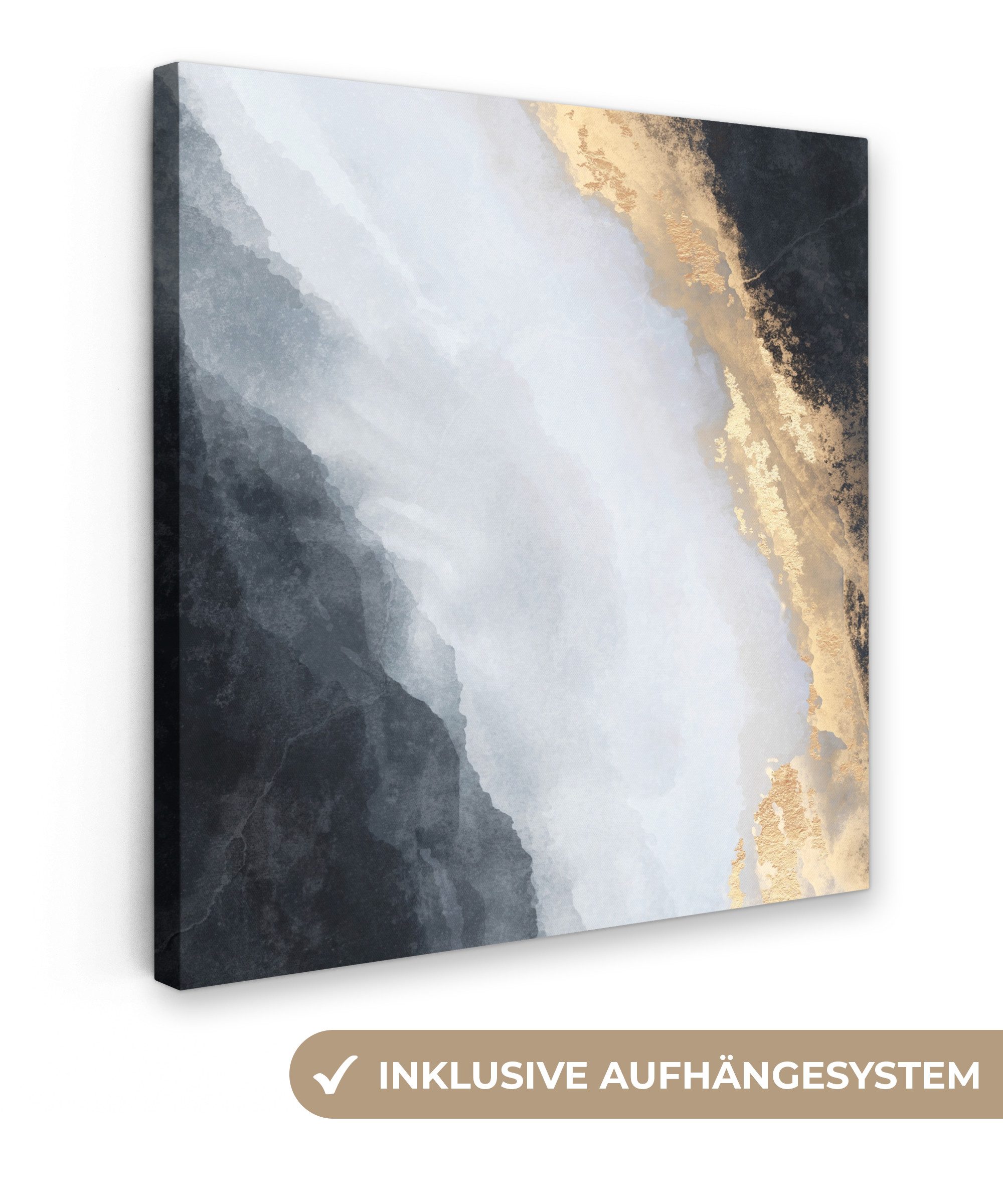 OneMillionCanvasses® Leinwandbild Abstrakt - Farbe - Gold - Schwarz - Marmo günstig online kaufen