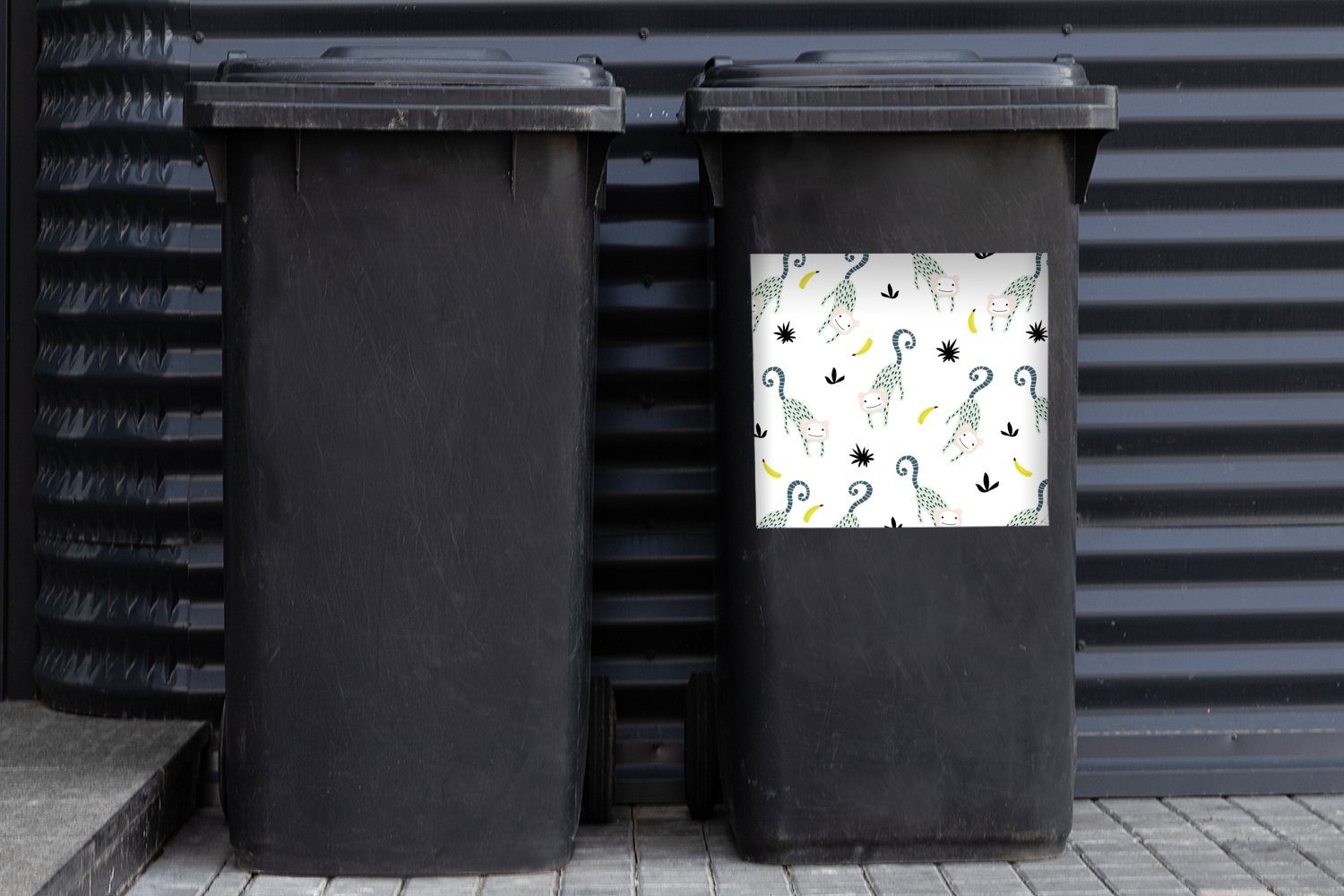 Mülltonne, St), Affe Sticker, - - Dschungel (1 Wandsticker Banane Abfalbehälter MuchoWow Container, Mülleimer-aufkleber,
