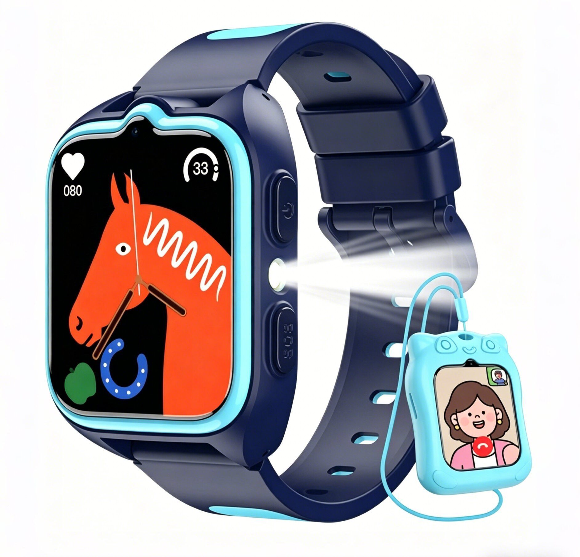 blackview Jungen und Mädchen 5-16 Jahren 4G kinder watch mit Telefon, SOS, GPS Smartwatch (1,75 Zoll, IOS/Android), 1,75'' Kinderuhr,IP67 Wasserdicht,LBS+WLAN+GPS-Tracker,HD-Videoanrufen