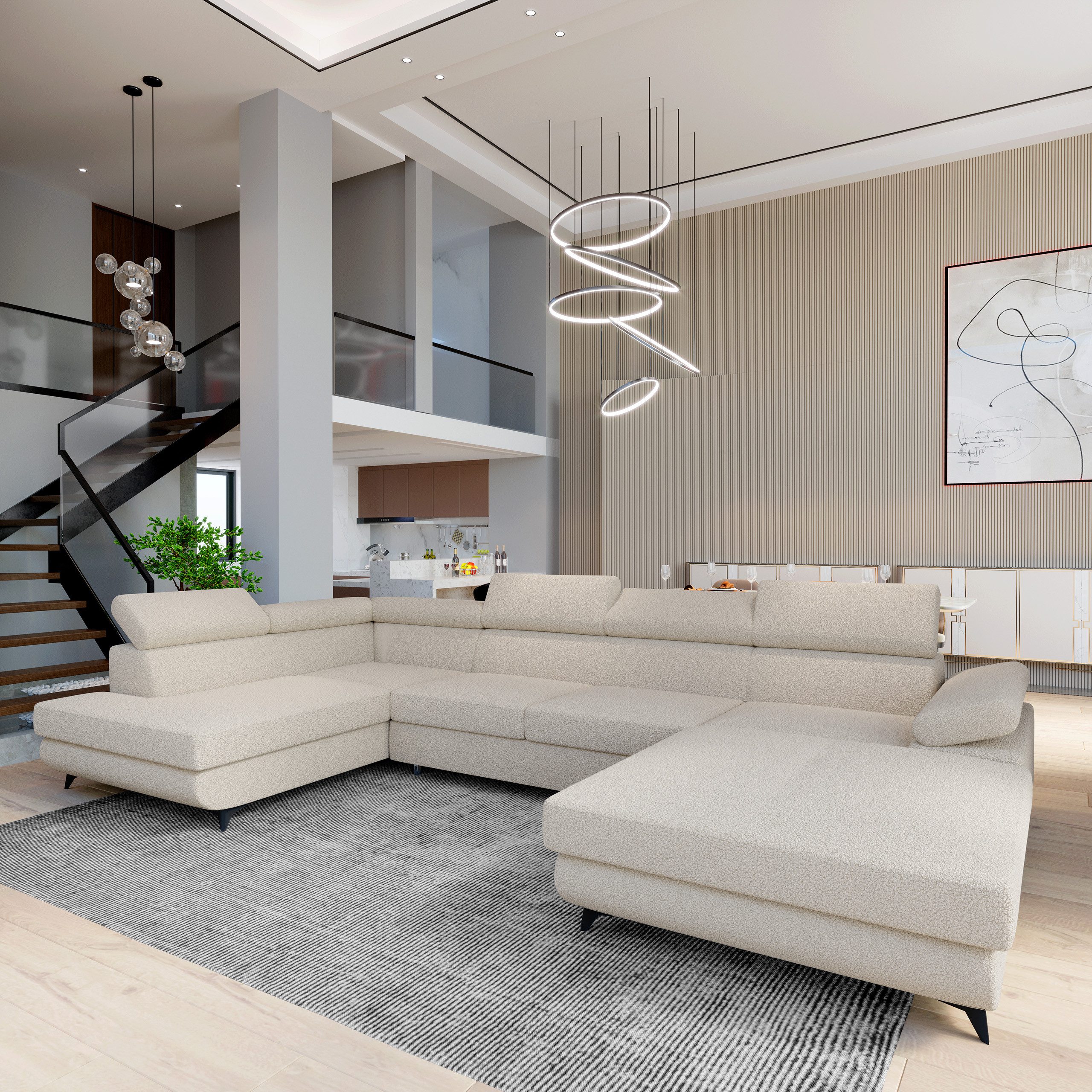 Masseno Ecksofa RUBANO mit Schlaffunktion U-Form, günstig online kaufen