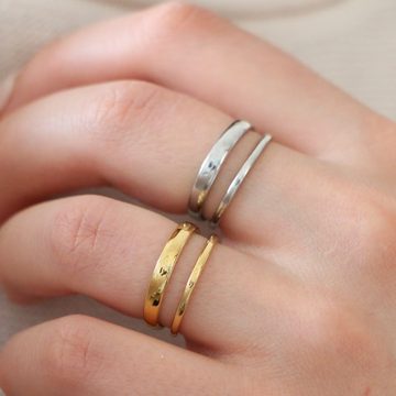 SPIEGELLUST Fingerring, Edelstahlring Doppelband, Minimalist Doppelreihiger Ring One size, Größenverstellbar