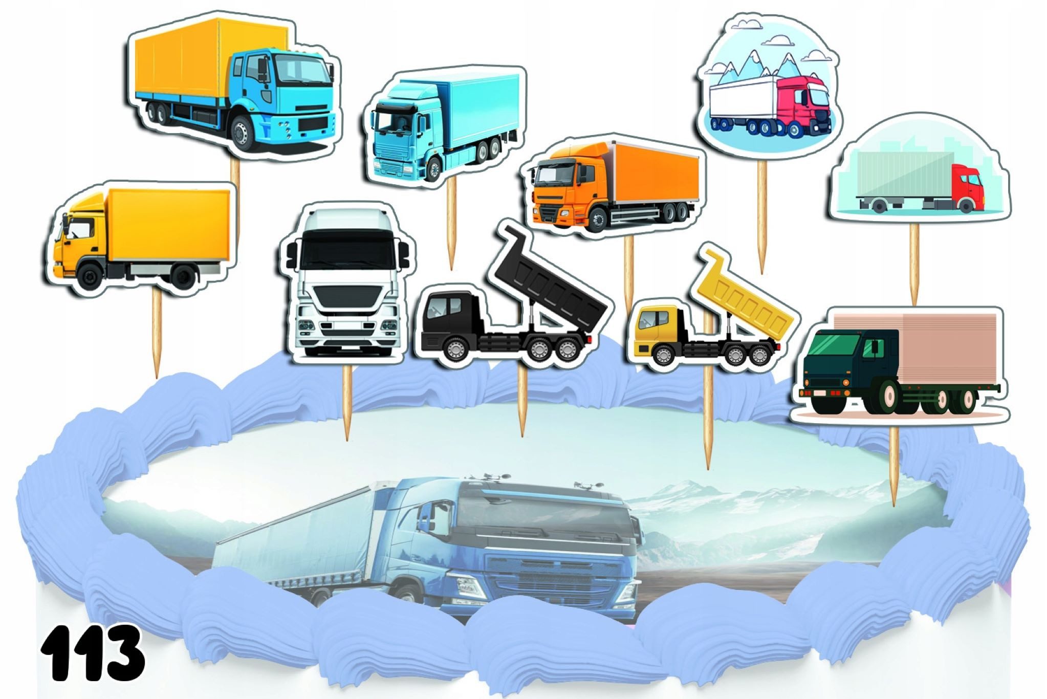 dodo, Topper Tortendeko Set 10x Truck Toppers für Geburtstag - Kinder, Papier