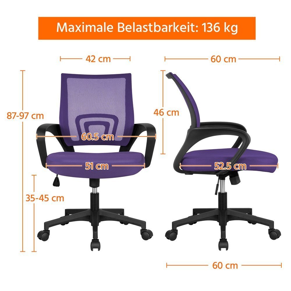Yaheetech Bürostuhl, ergonomischer Schreibtischstuhl mit Netzrückenlehne günstig online kaufen