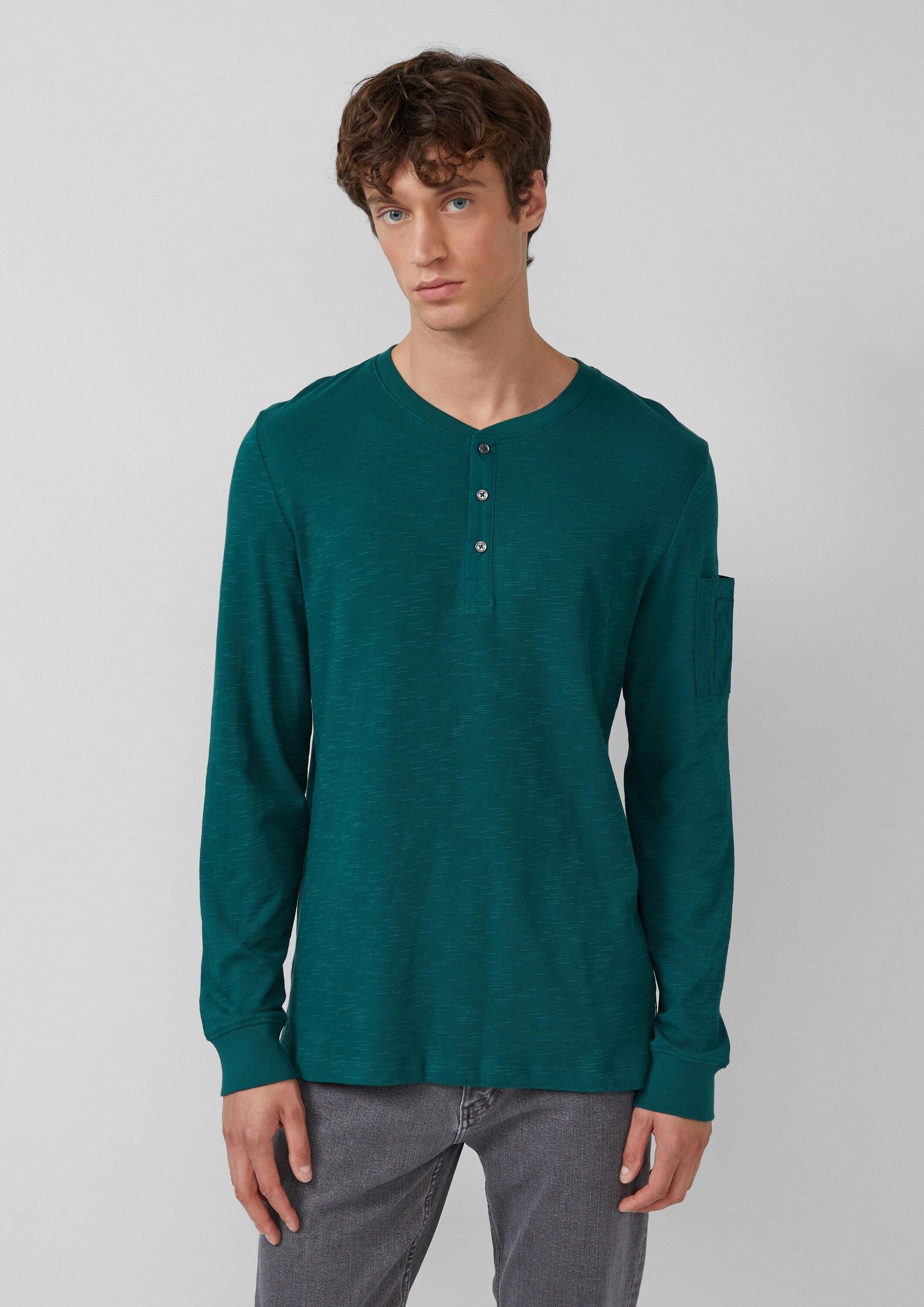 s.Oliver Langarmshirt T-Shirt Henley-Longsleeve mit Flammgarnstruktur günstig online kaufen