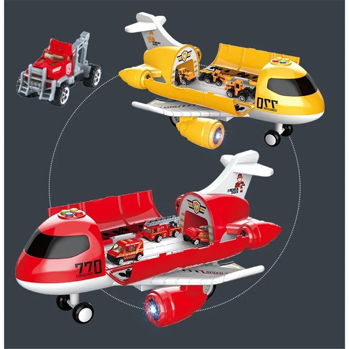 efaso Spielzeug-Flugzeug XXL Flugzeug 40cm Spielzeug - 6 Autos / aufklappba günstig online kaufen