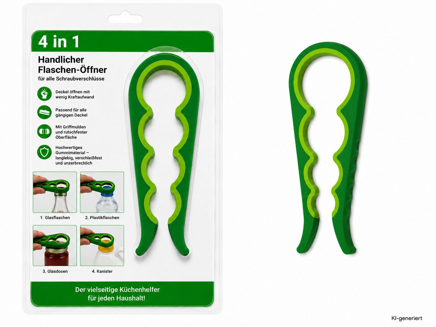 HH-Haushalt Flaschenöffner Flaschen + Dosenöffner Multifunktion 4 in 1 Grün