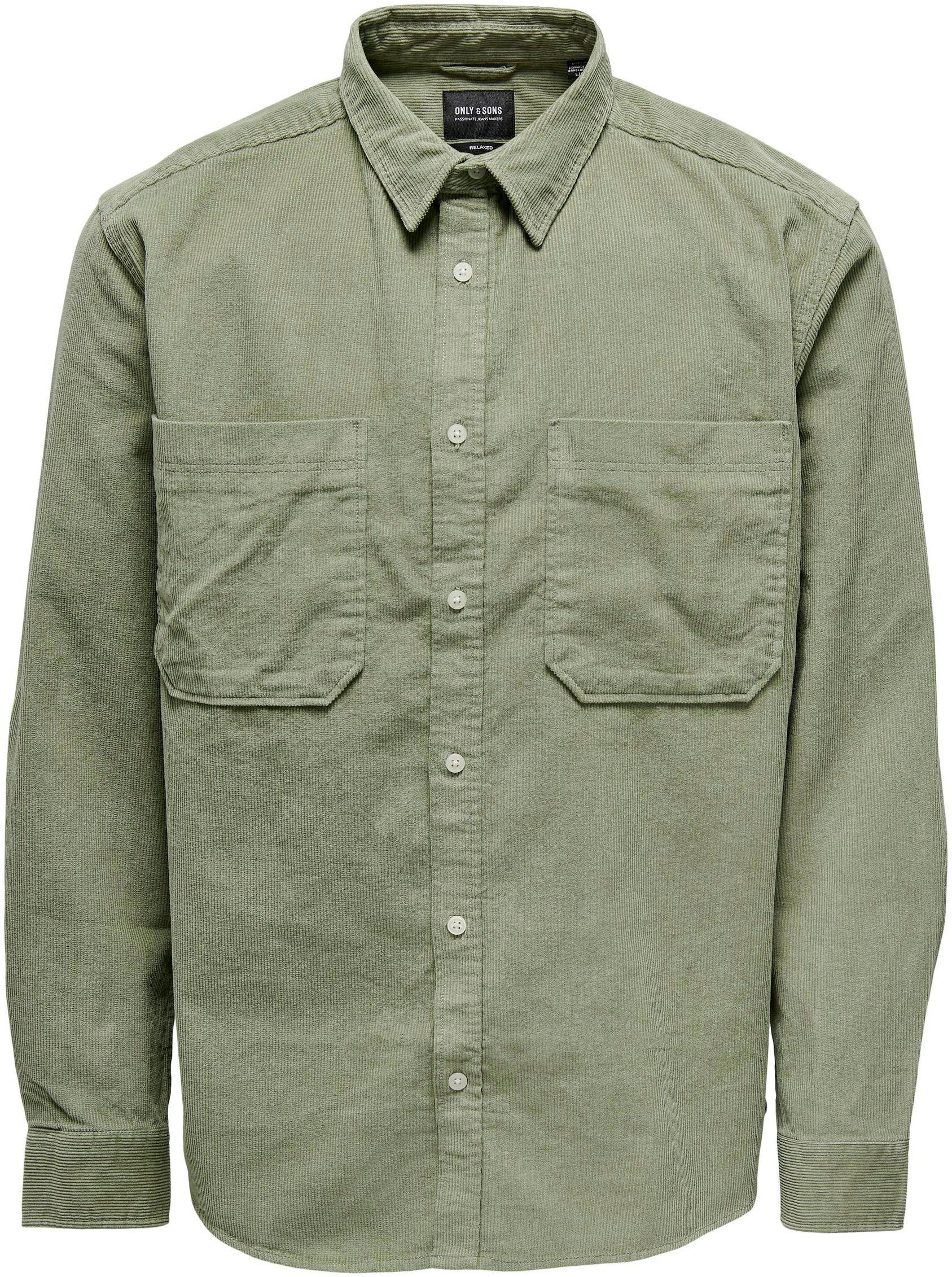 ONLY & SONS Langarmhemd COR OS ONSALP 2PKT RLX seagrass WASHD