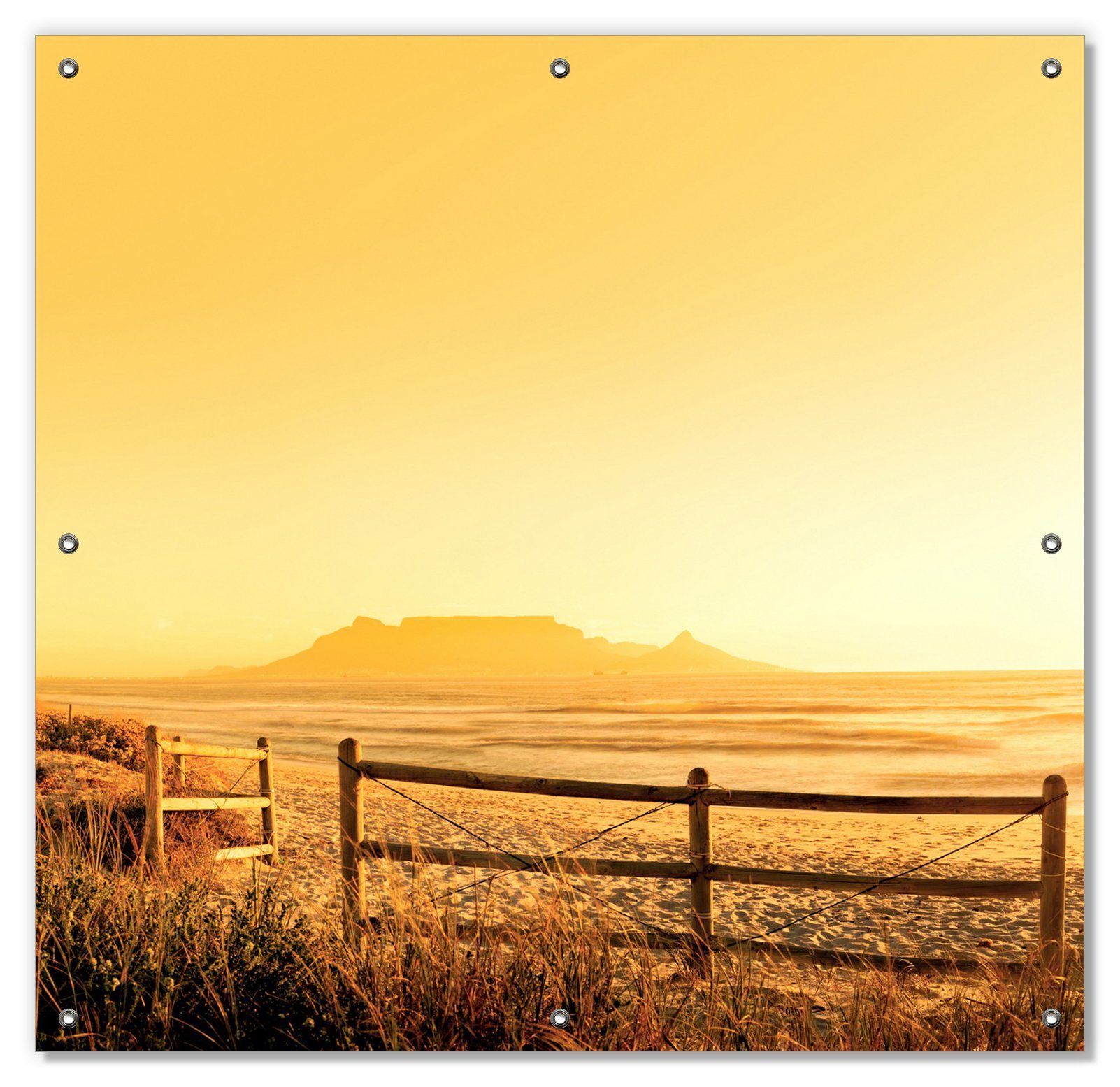 Sonnenschutz Strand in Südafrika I - Himmel in orange, Wallario, blickdicht, mit Saugnäpfen, wiederablösbar und wiederverwendbar