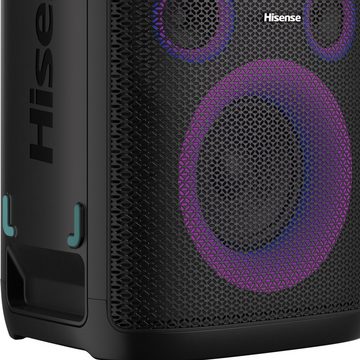 Hisense Party Rocker One Plus Lautsprecher (Bluetooth, 300 W, Kabelloses Aufladen furs Telefon, Oberfläche wasserdicht: IPX04)