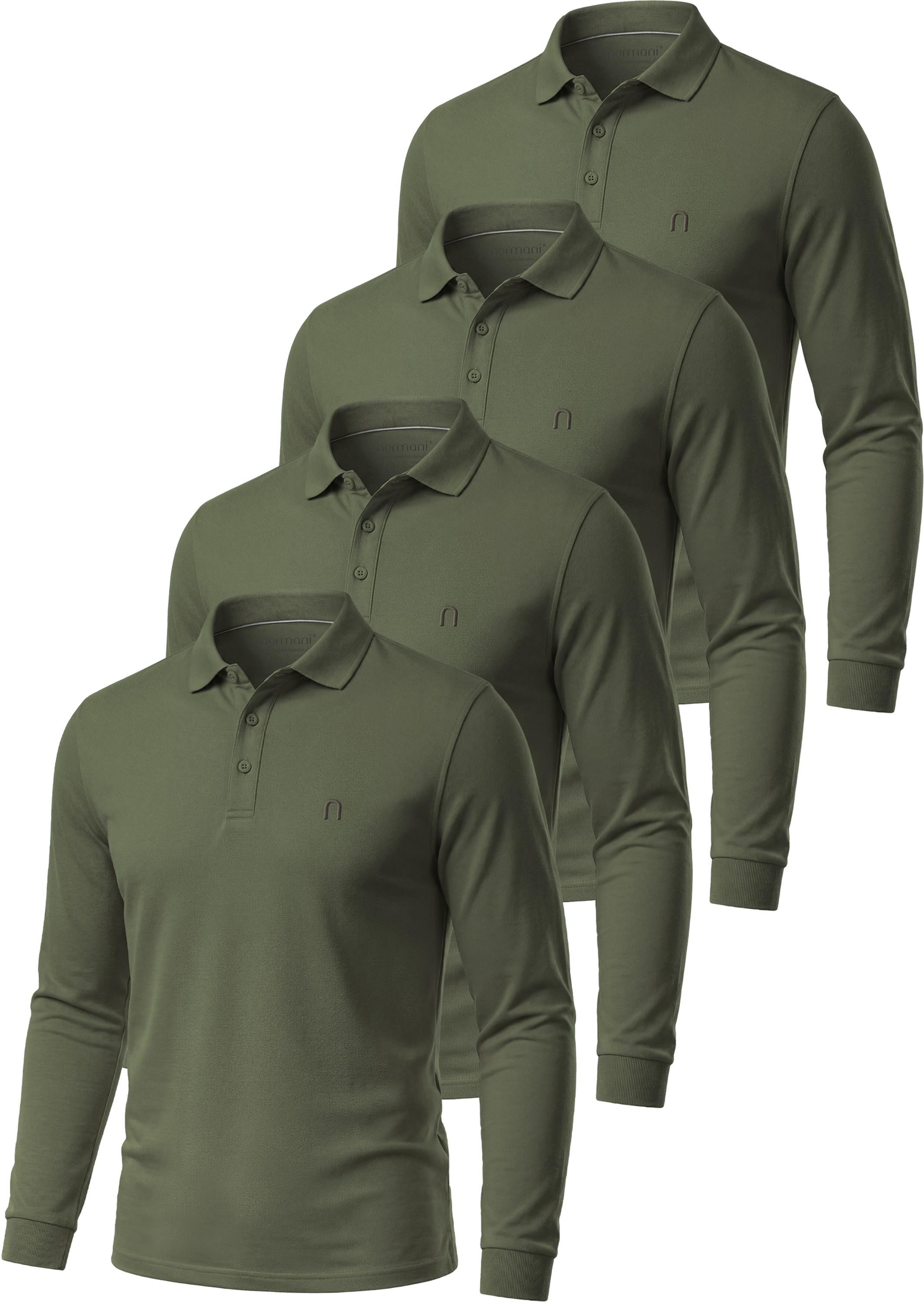 normani Langarmshirt 4er Set Herren Langarm Poloshirt Lyroe Longsleeve Poloshirt 4er Pack für Männer
