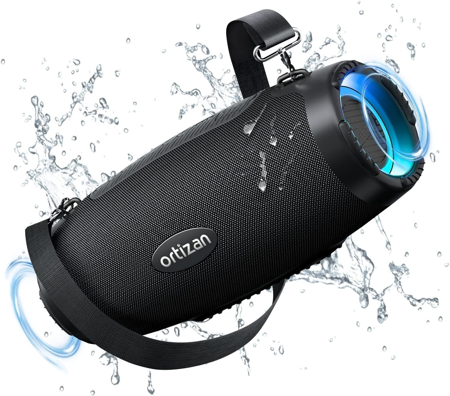 Ortizan Stereo Lautsprecher (Bluetooth, 100 LED Lautsprecher 100W 18H Outdoor W, mit Akku Sound Bass) mit Licht, Extra