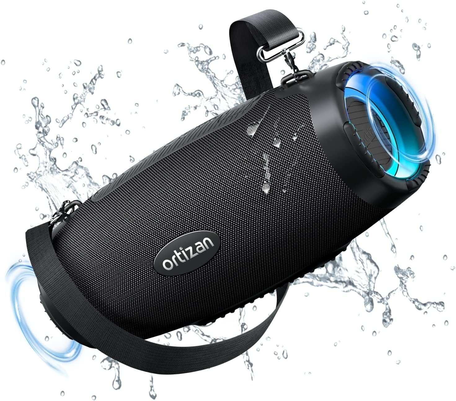 Ortizan Stereo Outdoor Bass) Akku Extra Lautsprecher 100 LED 18H (Bluetooth, Sound 100W mit W, mit Licht, Lautsprecher
