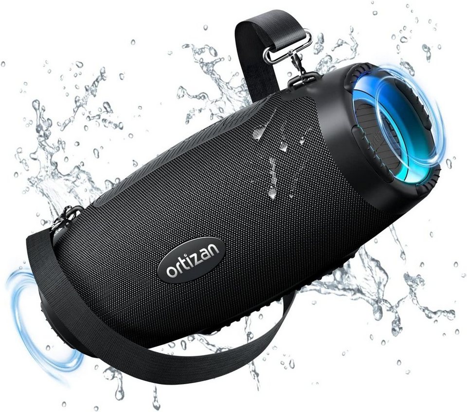 Ortizan Stereo Lautsprecher (Bluetooth, 100 W, mit LED Licht, Outdoor  Lautsprecher mit 100W Sound 18H Akku Extra Bass)