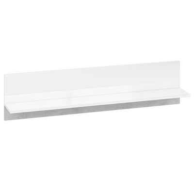 Lomadox Wandregal LAGONEGRO-131, Wohn-/Esszimmer in Beton Optik mit weiß Glanz, B/H/T 120/29/18 cm