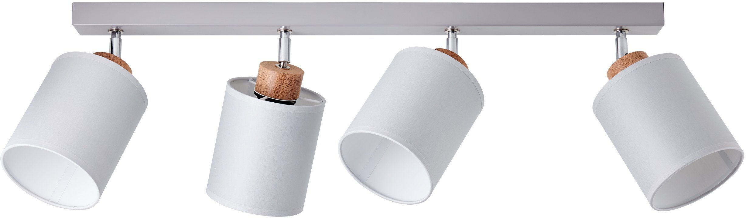 Brilliant Deckenleuchte Vonnie, Lampe, Vonnie Spotbalken 4flg grau/holz,  Metall/Holz/Textil, 4x A60, E