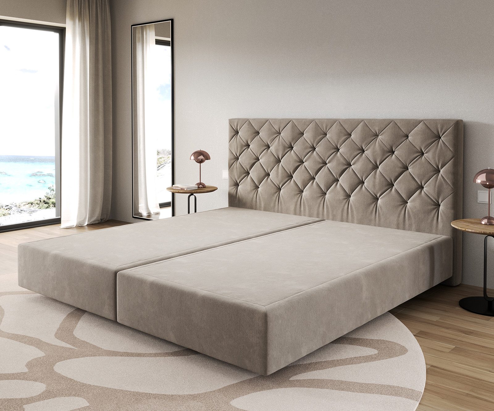 DELIFE Bettgestell Dream-Great, Mikrofaser Beige 200x200 cm