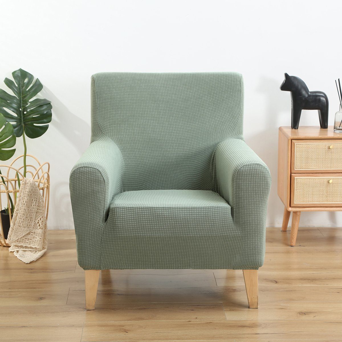 Sofahusse Stretch, Spandex, wasserdicht, für Holz Einzel Sessel Home Decoration, Sunicol Grün