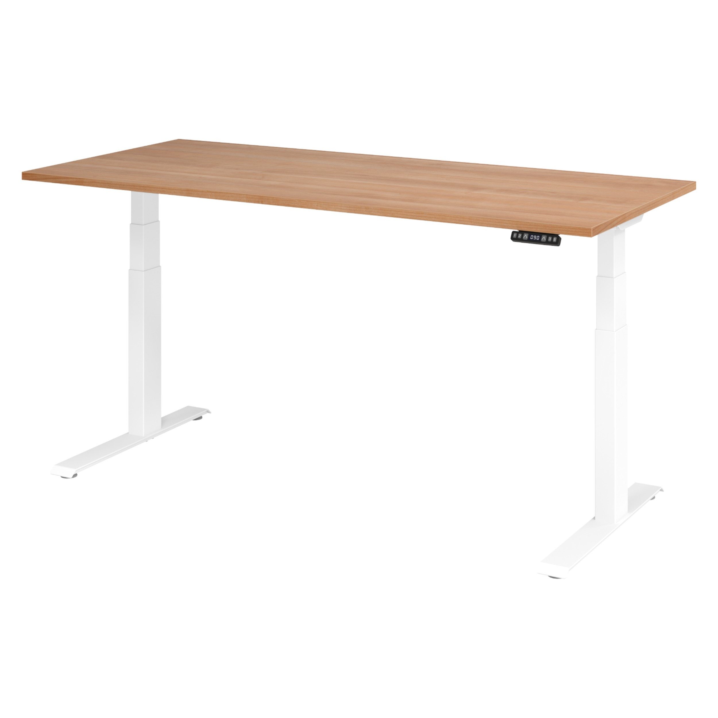 bümö Schreibtisch elektrisch XDKB elektrisch höhenverstellbar, Rechteck: 180 x 80 cm - Dekor: Nussbaum - Gestell: Weiß