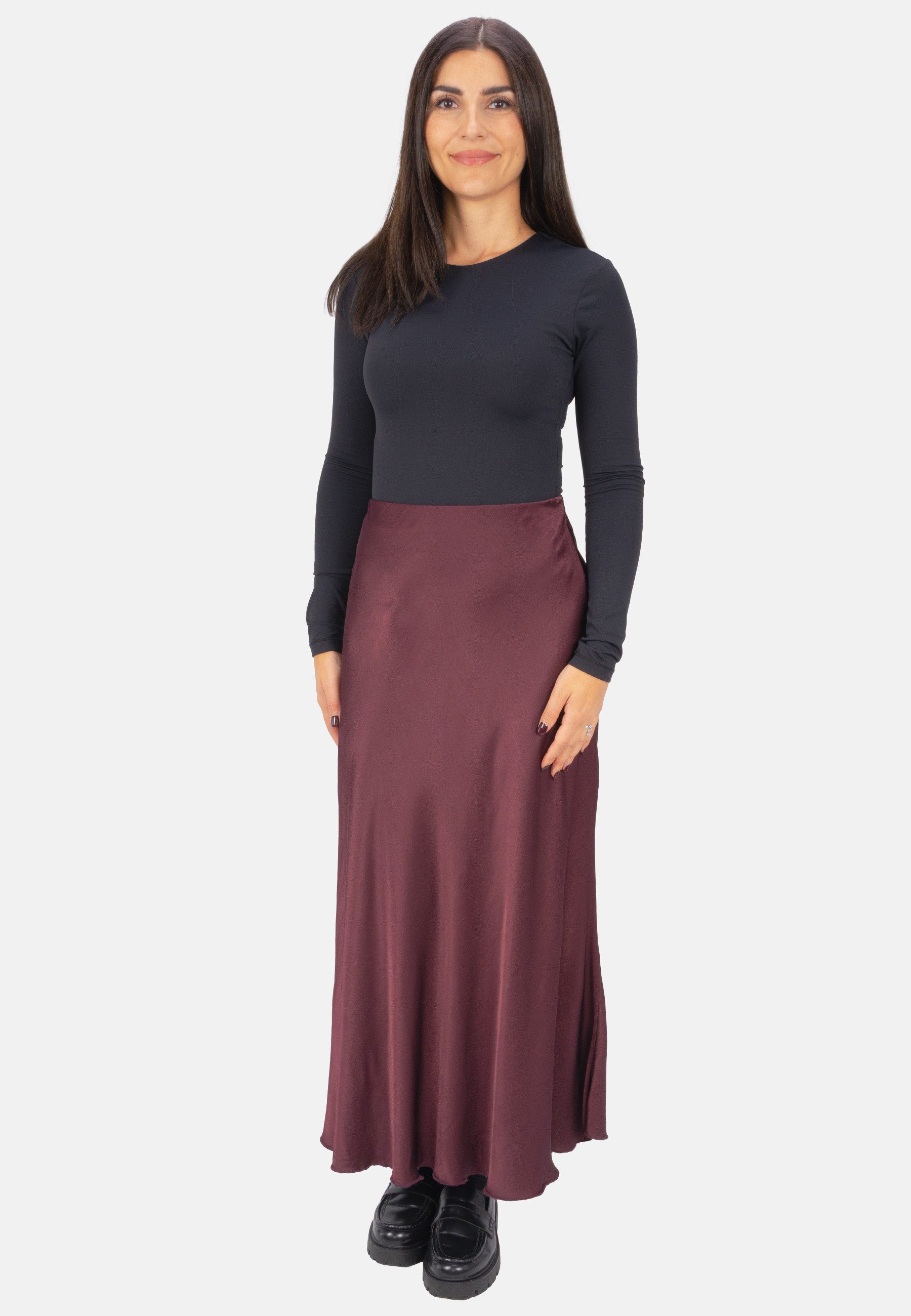 Seasons of April A-Linien-Rock LILLY SATIN Damen Satin Midi Rock One-Size