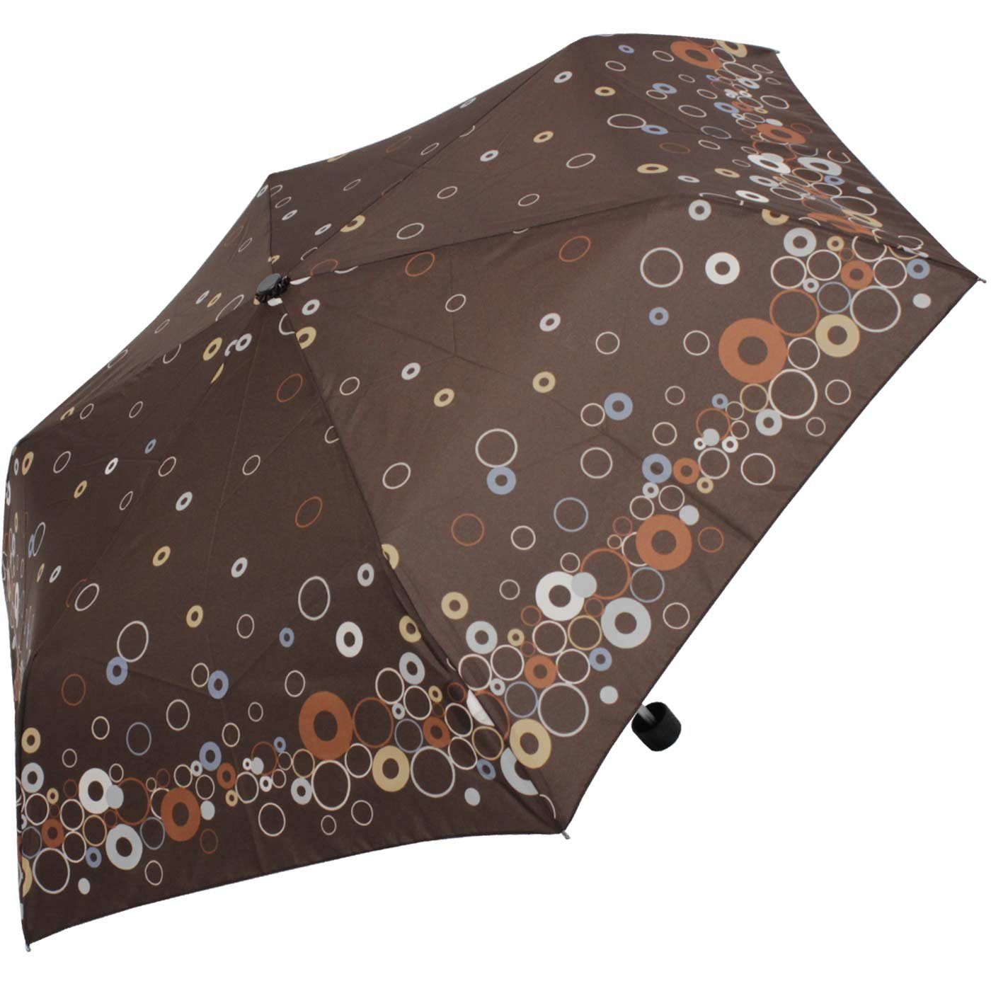 doppler® Party-Rings, Super-Mini - in kleiner Taschenregenschirm leichter Havanna und Damen chocolat Tasche passt Schirm, jede besonders