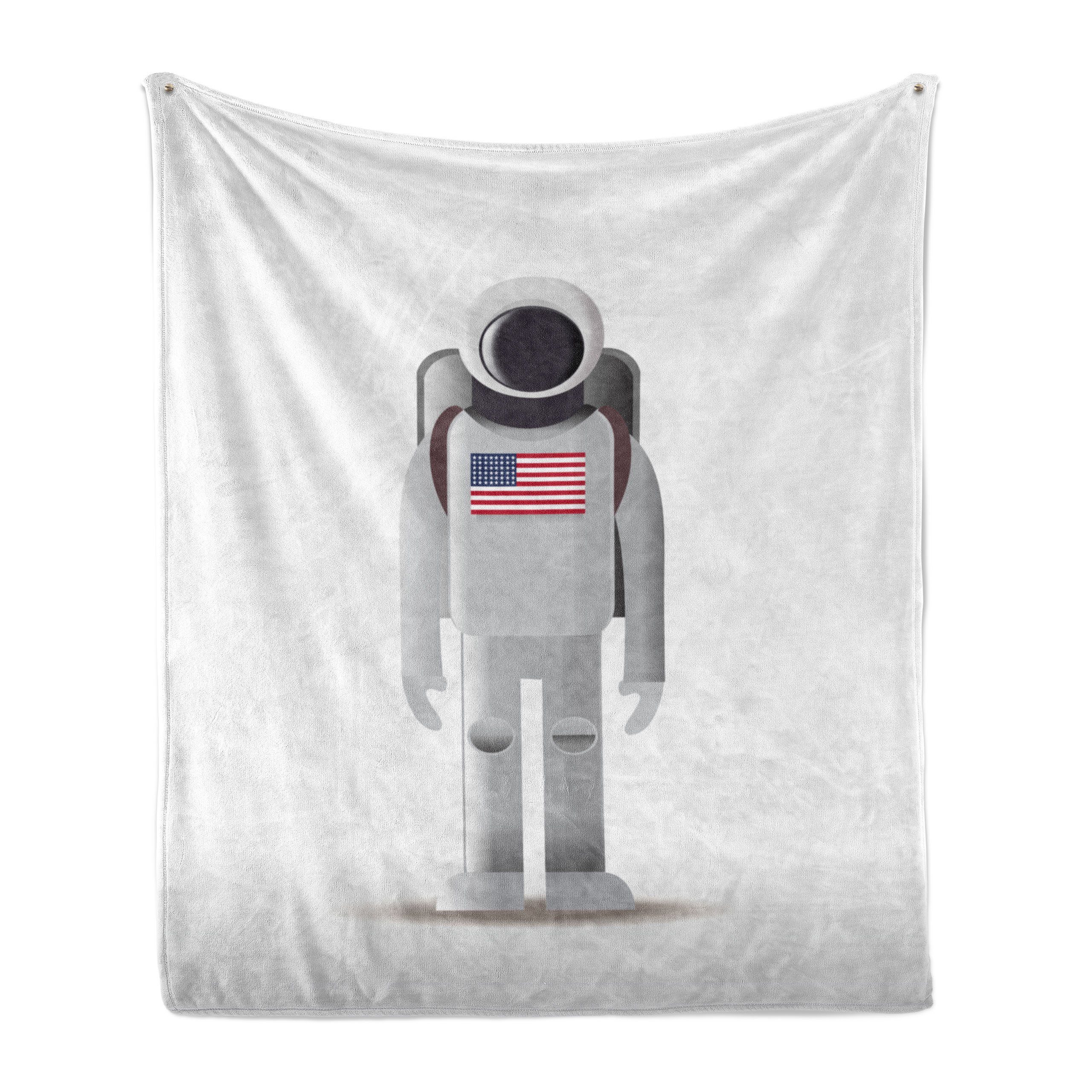 Wohndecke Gemütlicher Plüsch für den Innen- und Außenbereich, Abakuhaus, Astronaut Amerikanische Flagge Spaceman