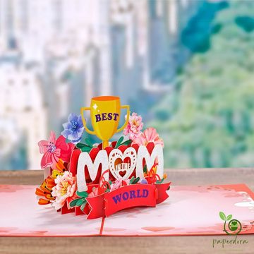 paperdora Muttertagskarte 3D Pop-Up-Karte „Mutter“ mit Umschlag und Wachssiegel - Grußkarte, Muttertag Geschenk