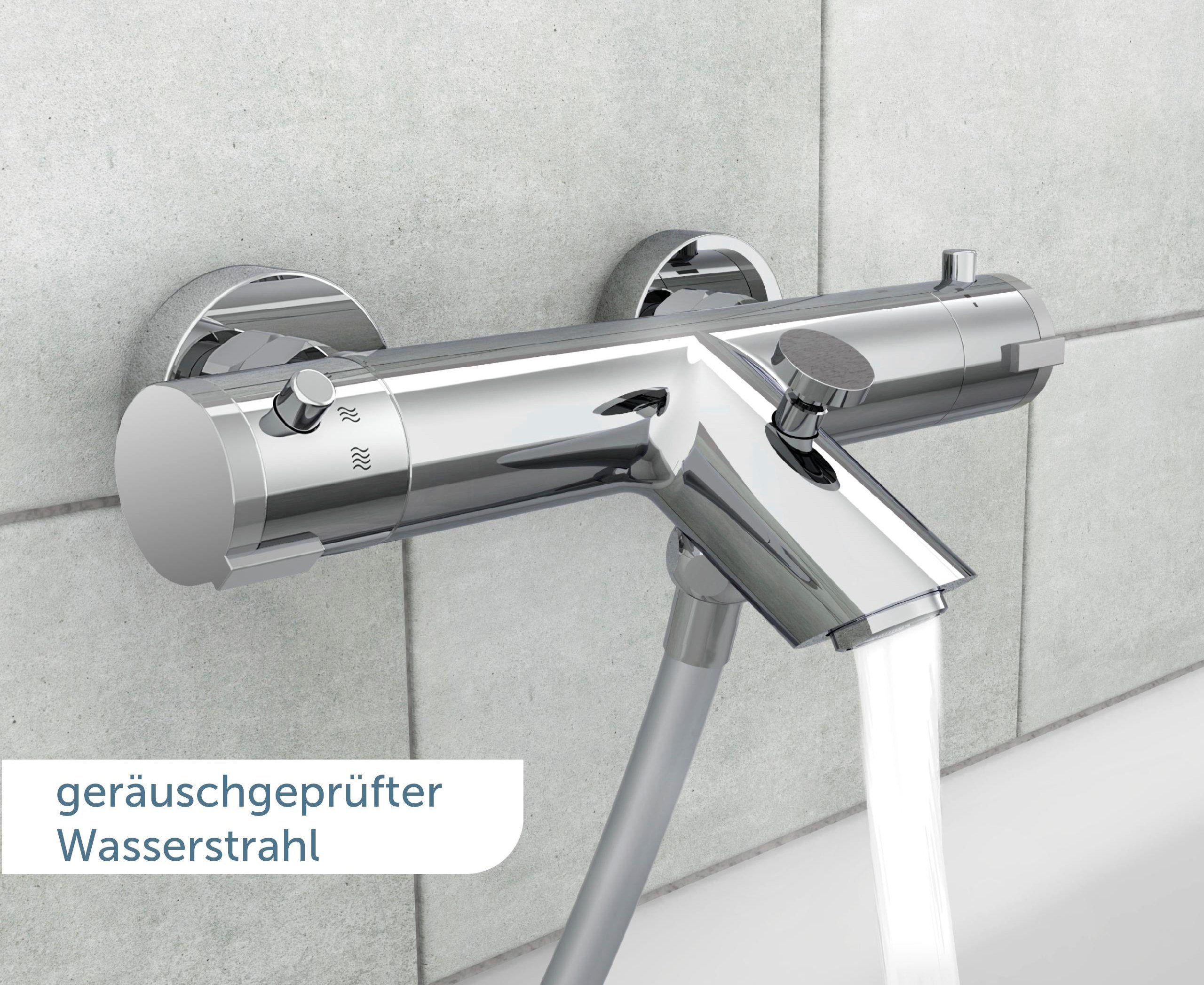 Schütte Wannenarmatur London Thermostat, Mischbatterie Badewanne, Wasserhahn Bad, Wannenarmatur