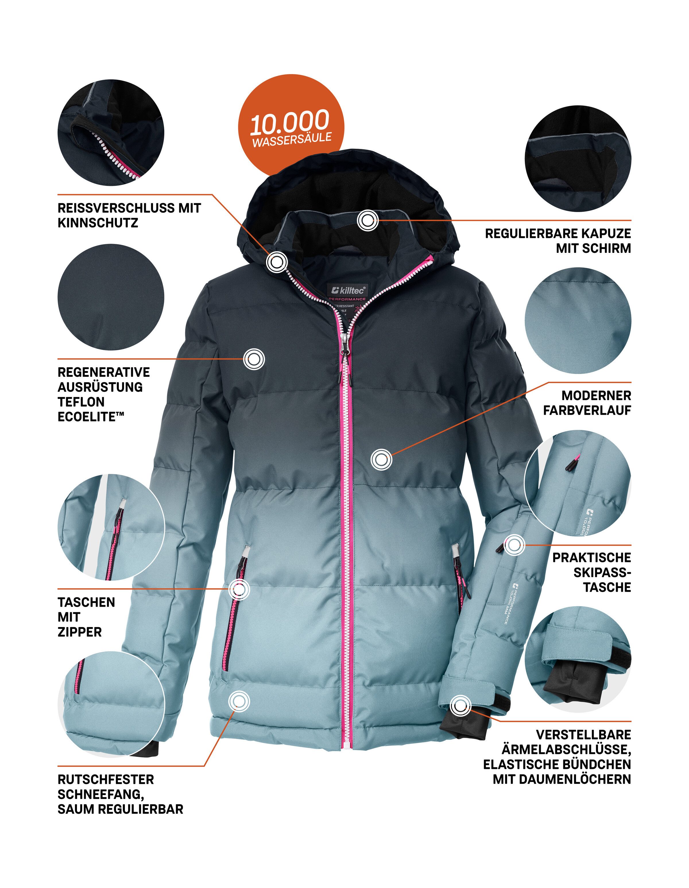 Killtec Skijacke KSW 330 GRLS SKI QLTD JCKT Wasserabweisende Winterjacke, atmungsaktiv, verstellbare Kapuze – Bild 5 von 5