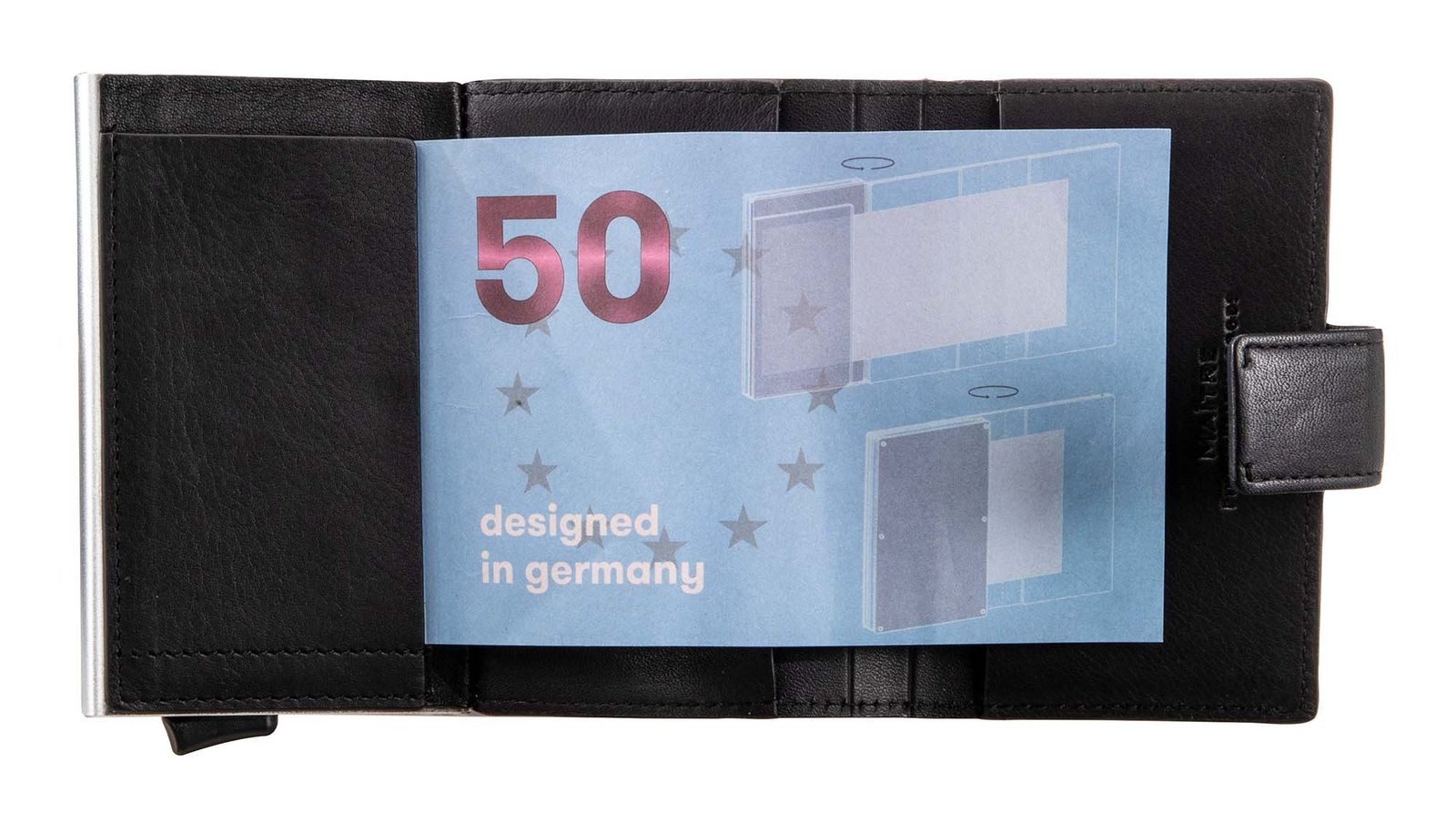 Maître Kartenetui C-Two E-Cage sv8, aus echtem Leder mit RFID-Blocker Schutz