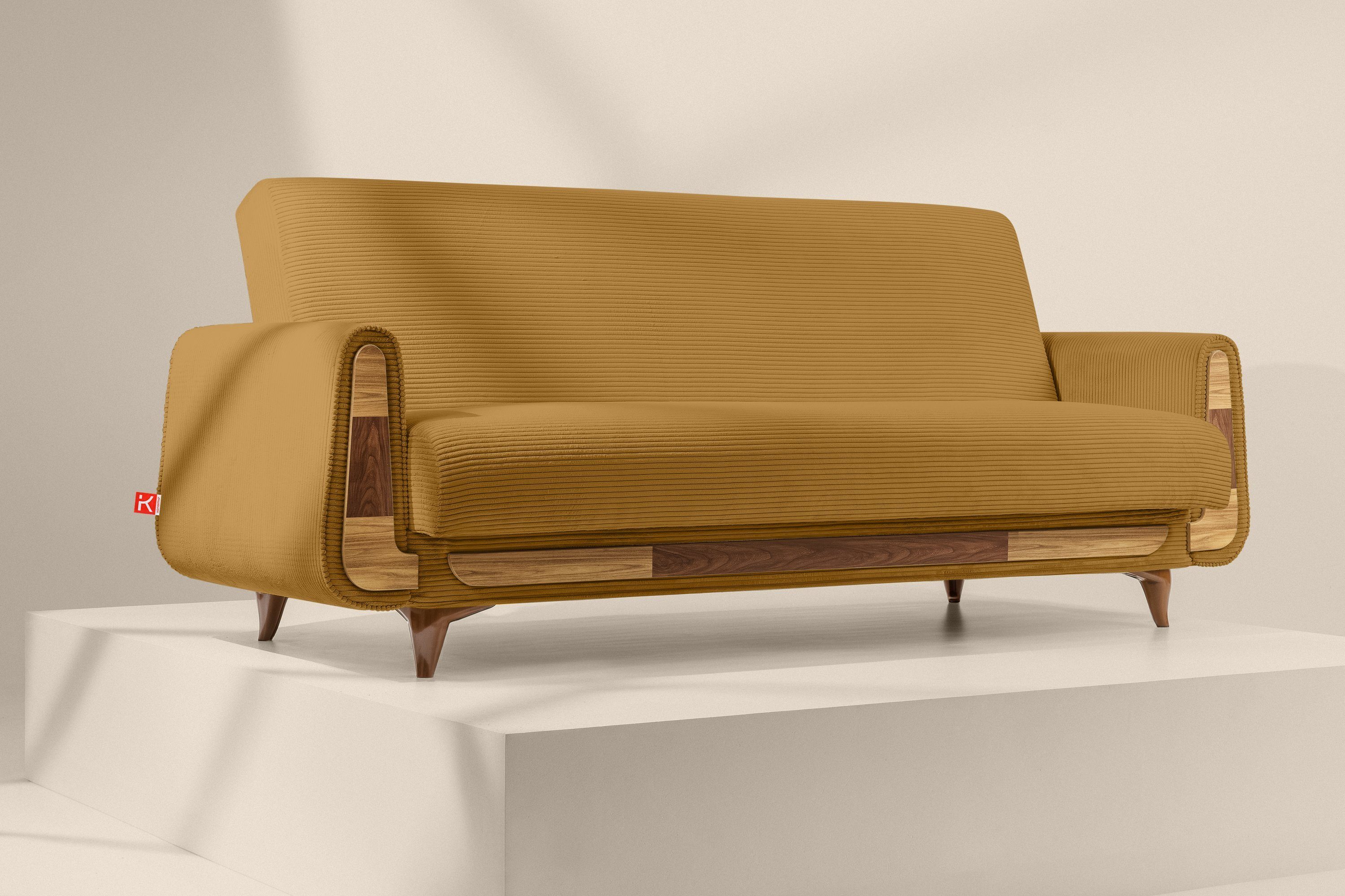 KONSIMO® 3-Sitzer GUSTAVO II Sofa 3-Personen, hergestellt in der EU, mit Schlaffunktion und Bettkasten