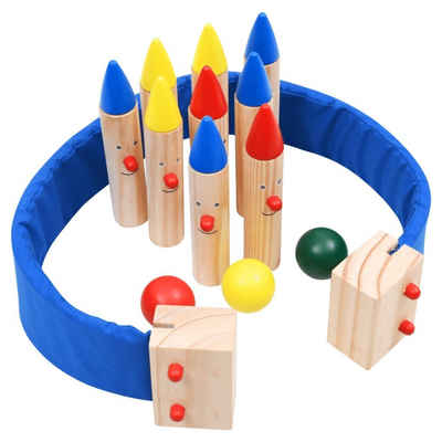 vidaXL Spielzeug-Gartenset Kegelspiel Mehrfarbig Massivholz Kiefer