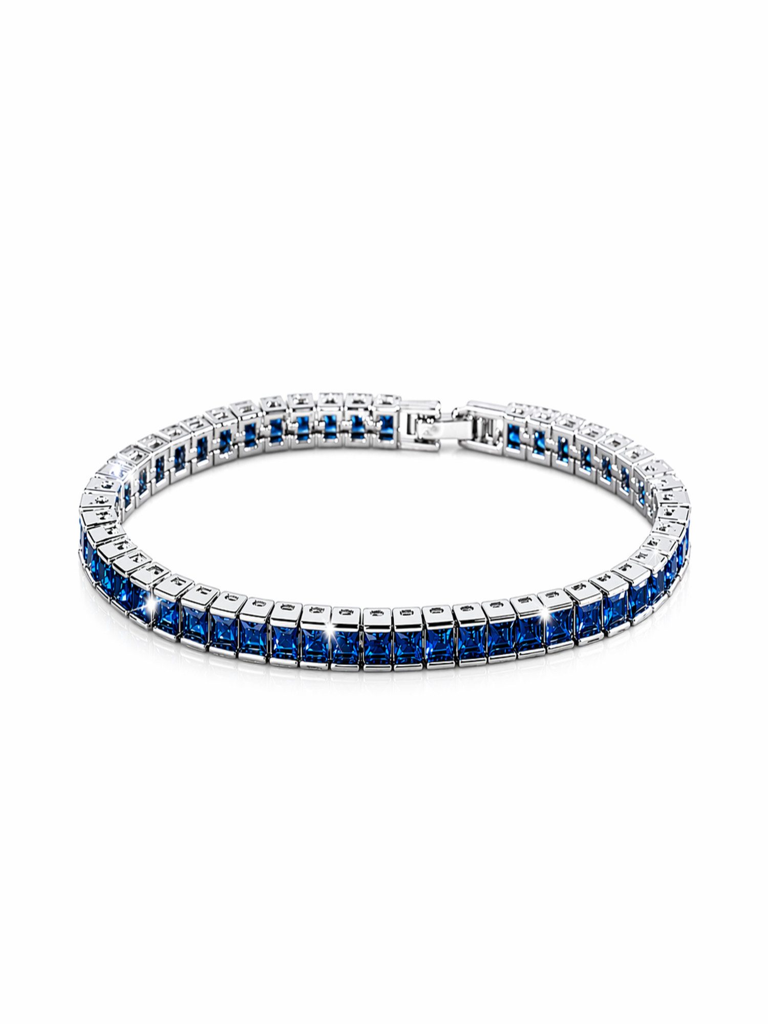 Tennisarmband Funkelndes Damen Tennisarmband 19cm Marineblau Silber
