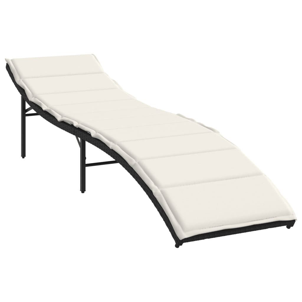 vidaXL Gartenliege Sonnenliege mit Kissen Schwarz günstig online kaufen